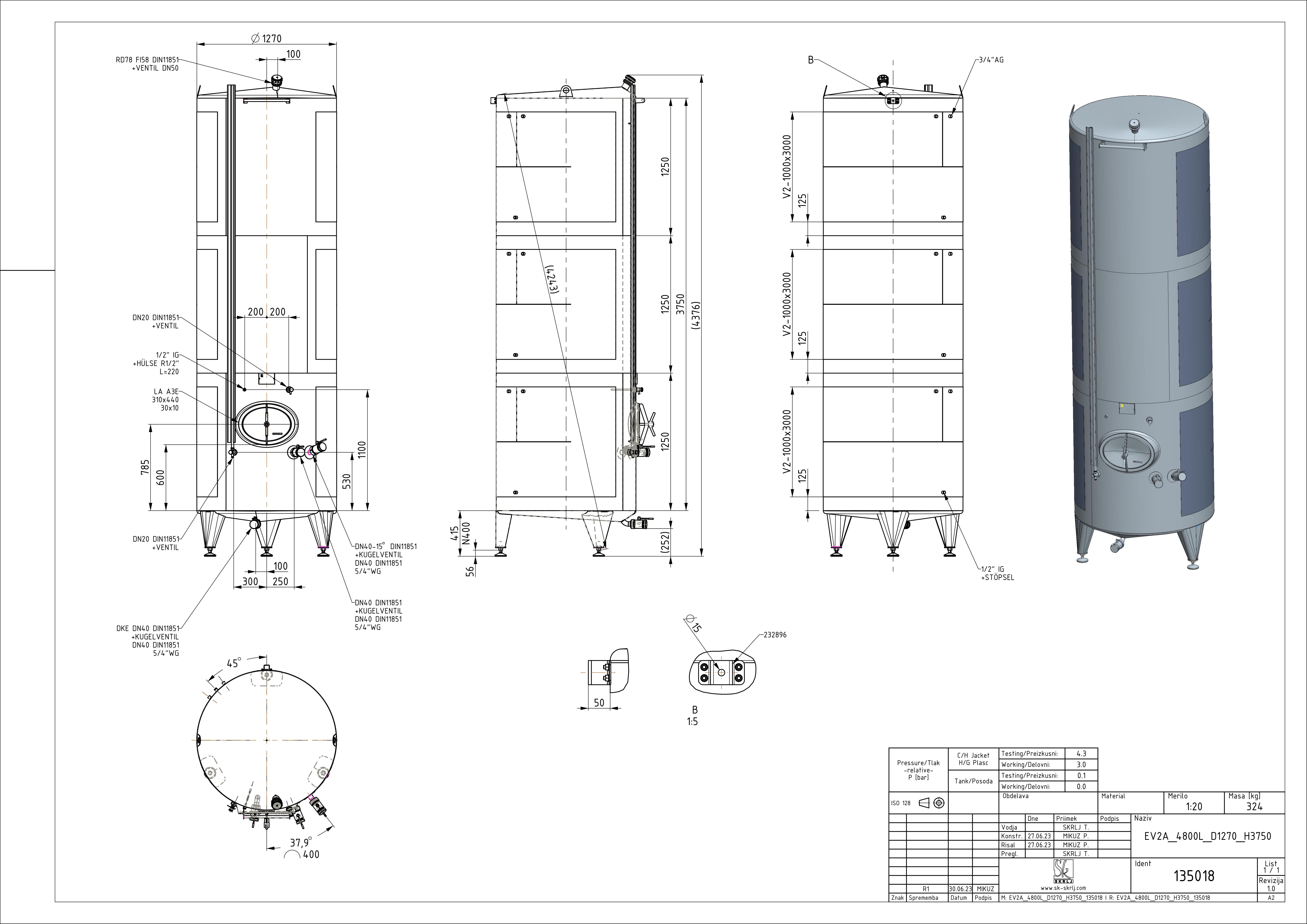 Classic storage tank with double jacket