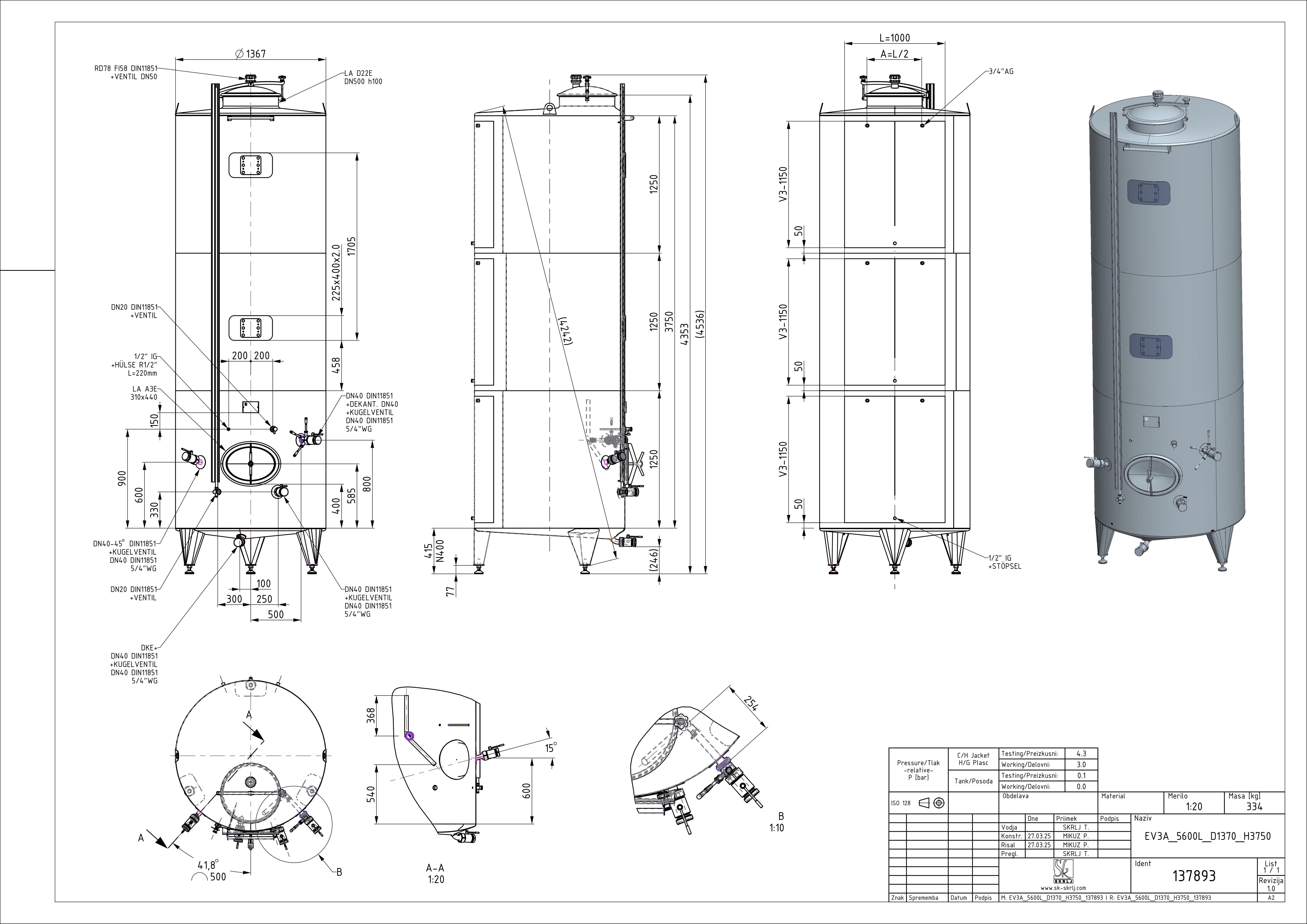Classic storage tank with double jacket