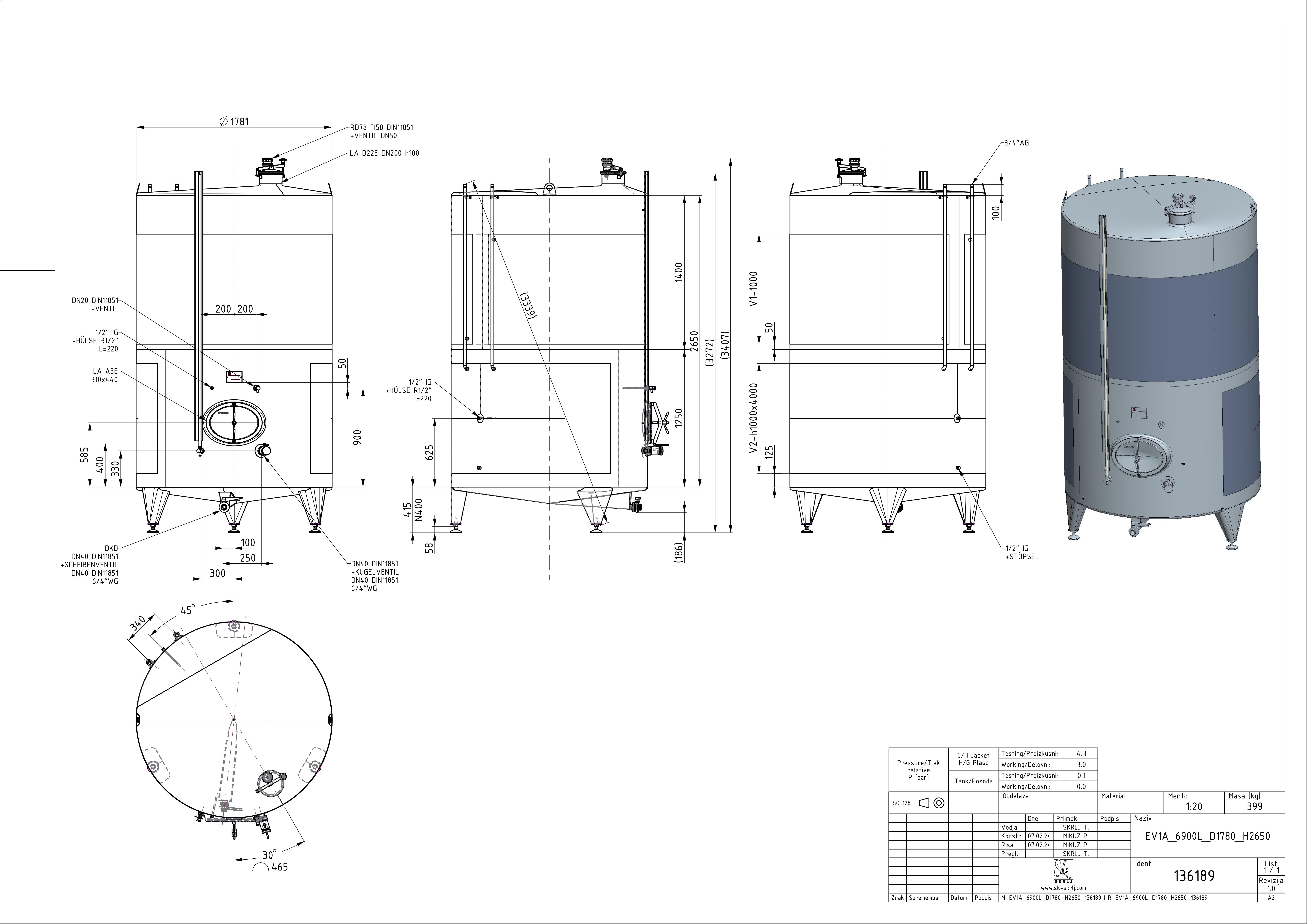 Classic storage tank with double jacket