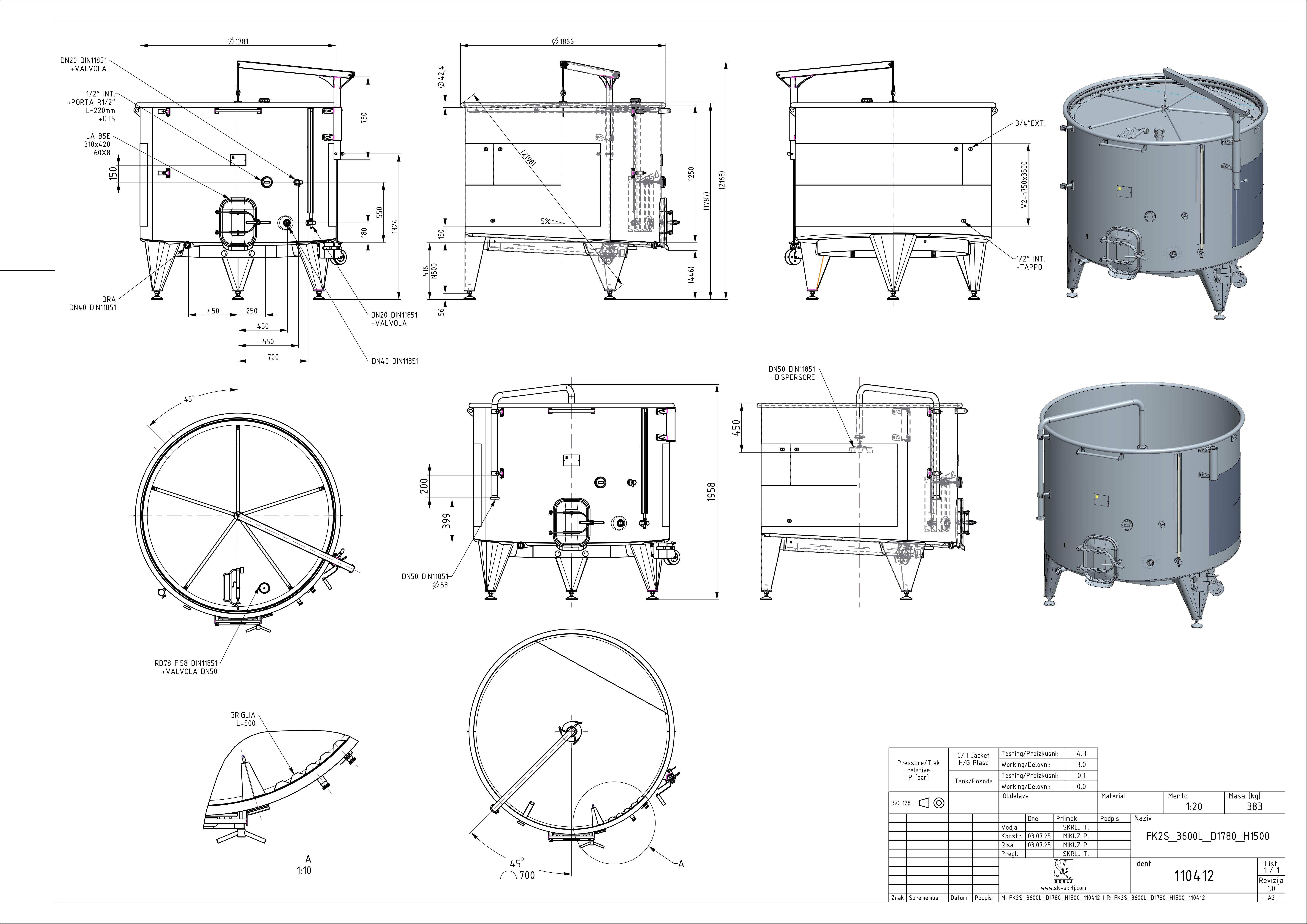 Open pump-over fermenter with double jacket