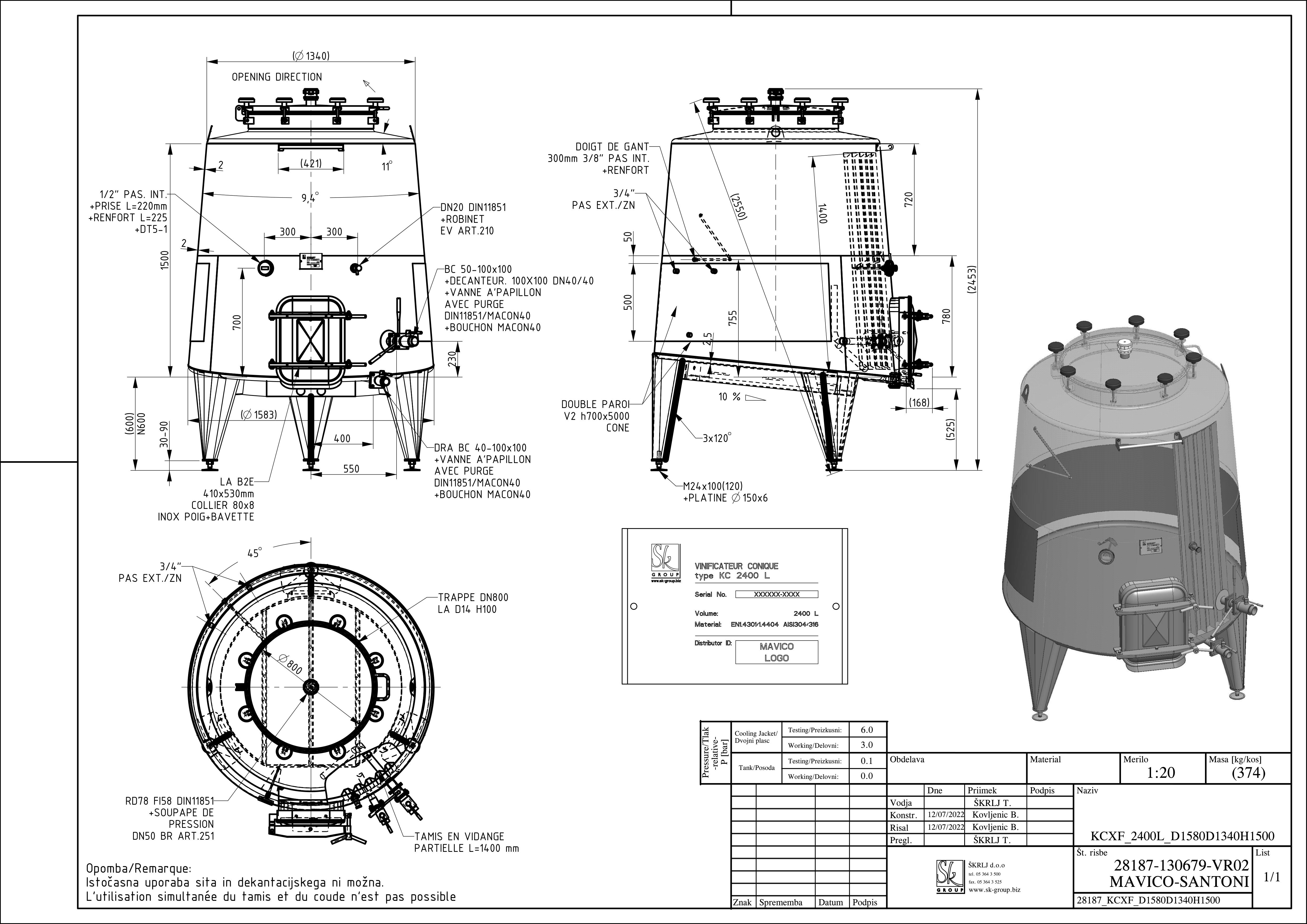 Cone-shaped fermenter KCX