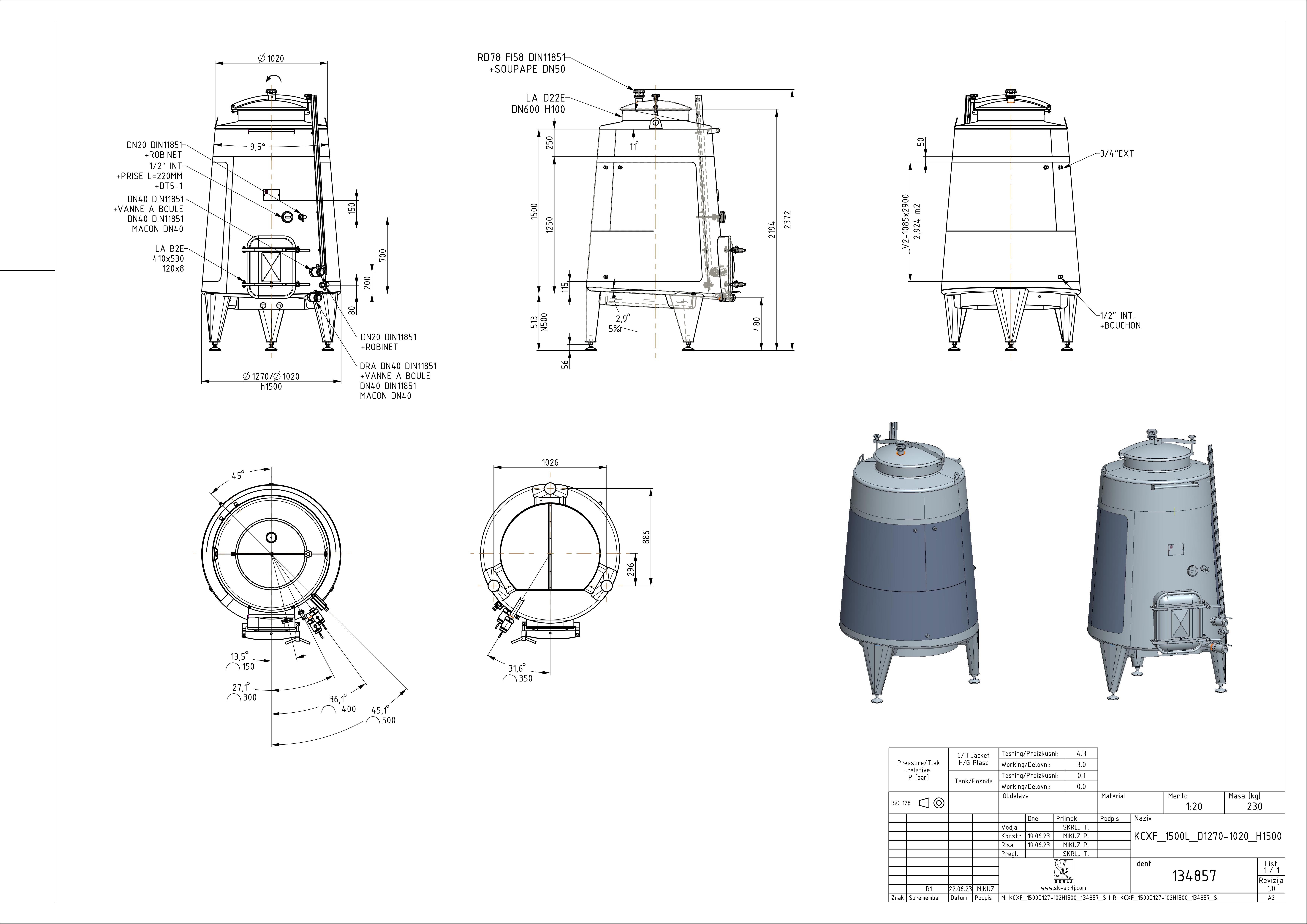 Cone-shaped fermenter KCX