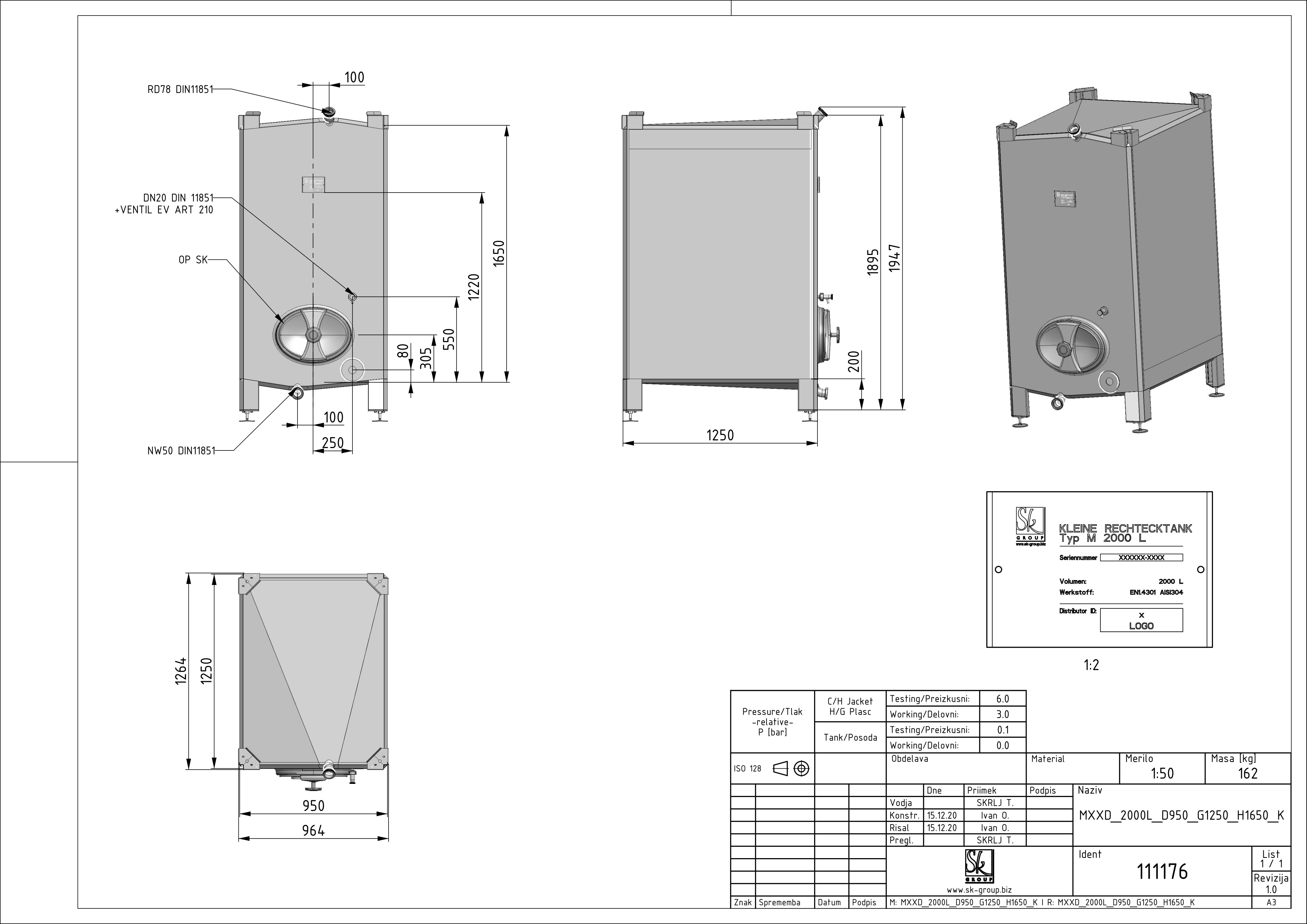 Small rectangular storage tank