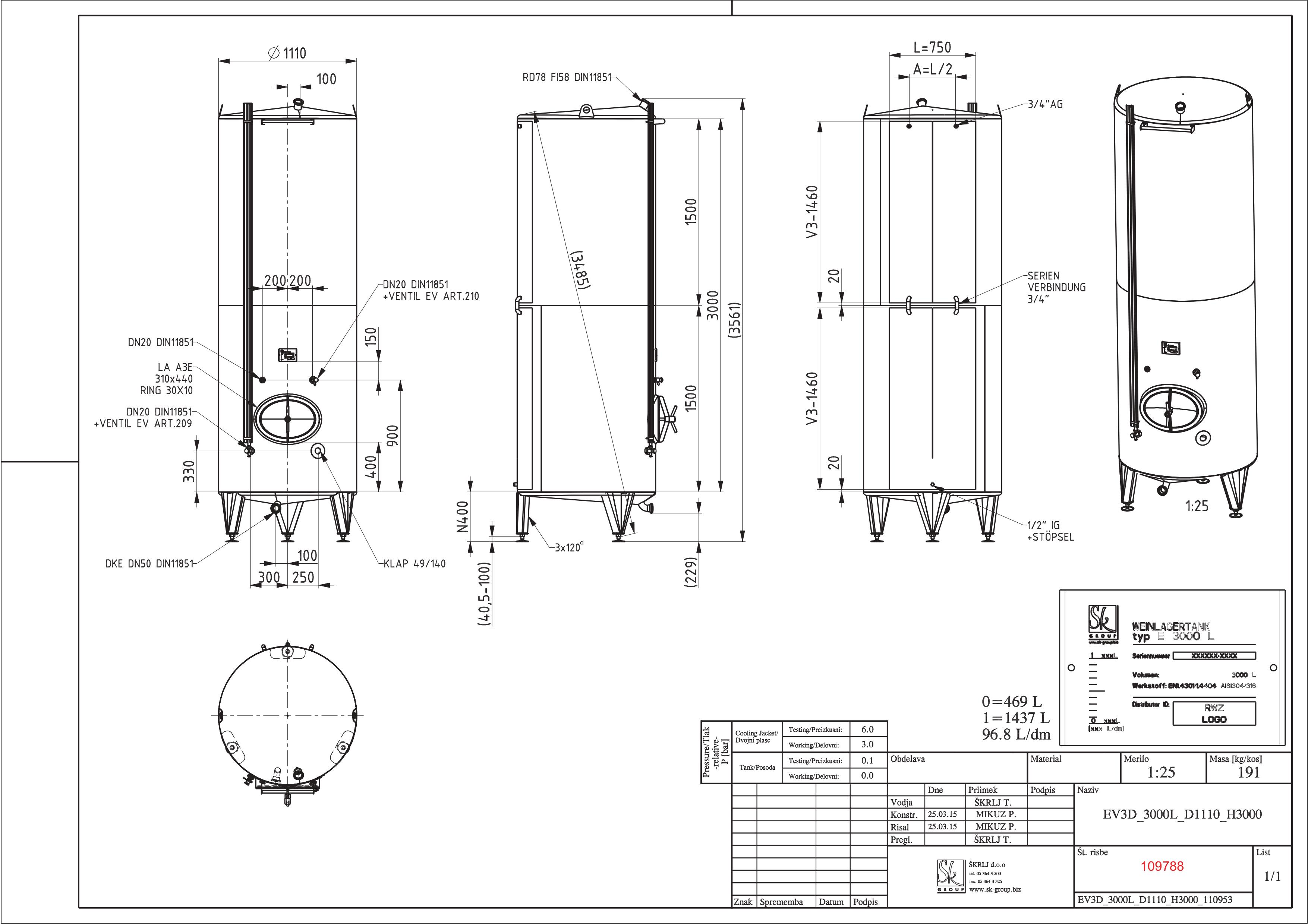 Classic storage tank with double jacket