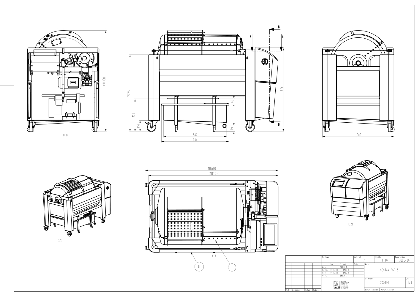 Pneumatic press type PSP - open pressing system, open drum with perforated surface