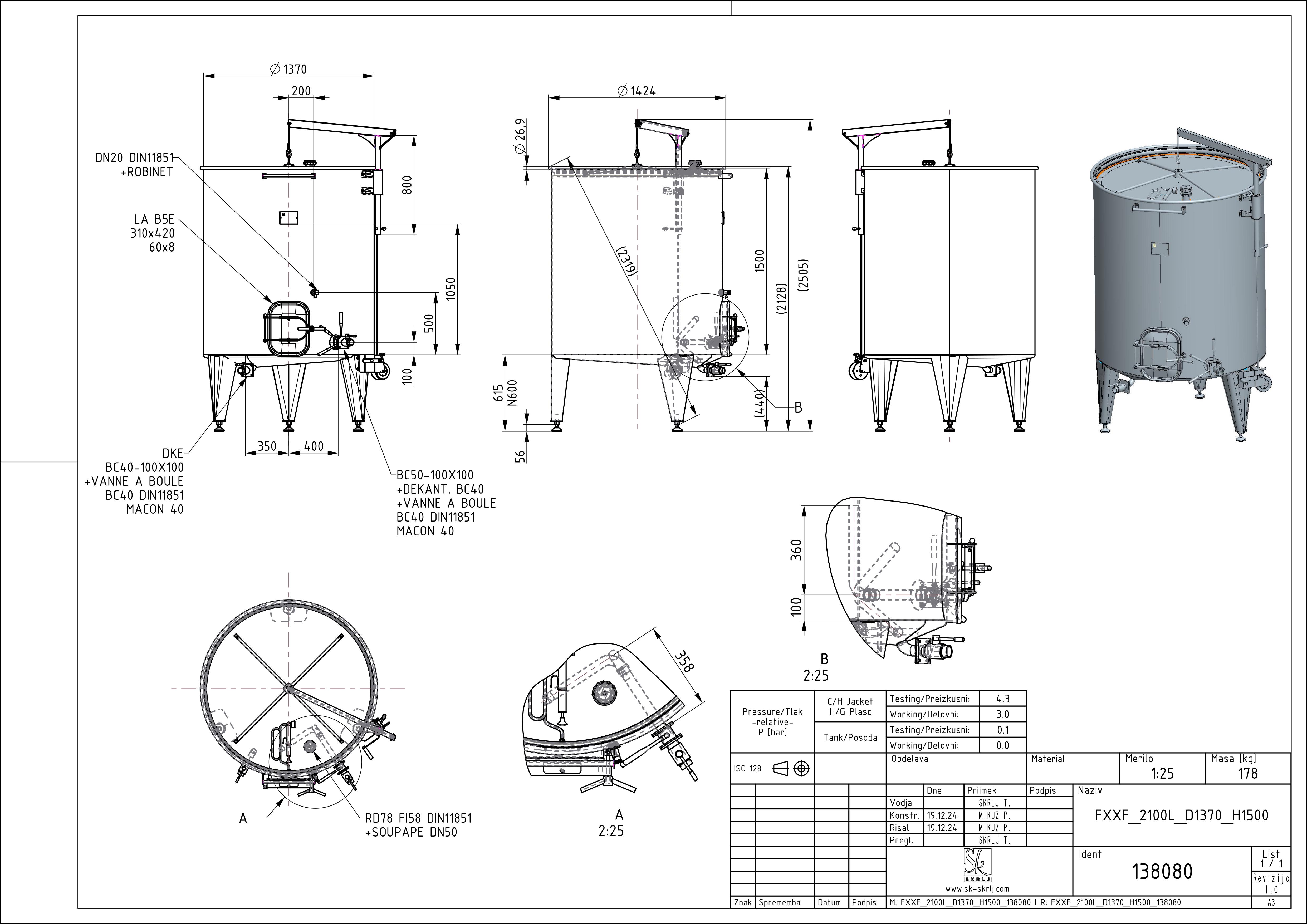 Storage tank with floating lid