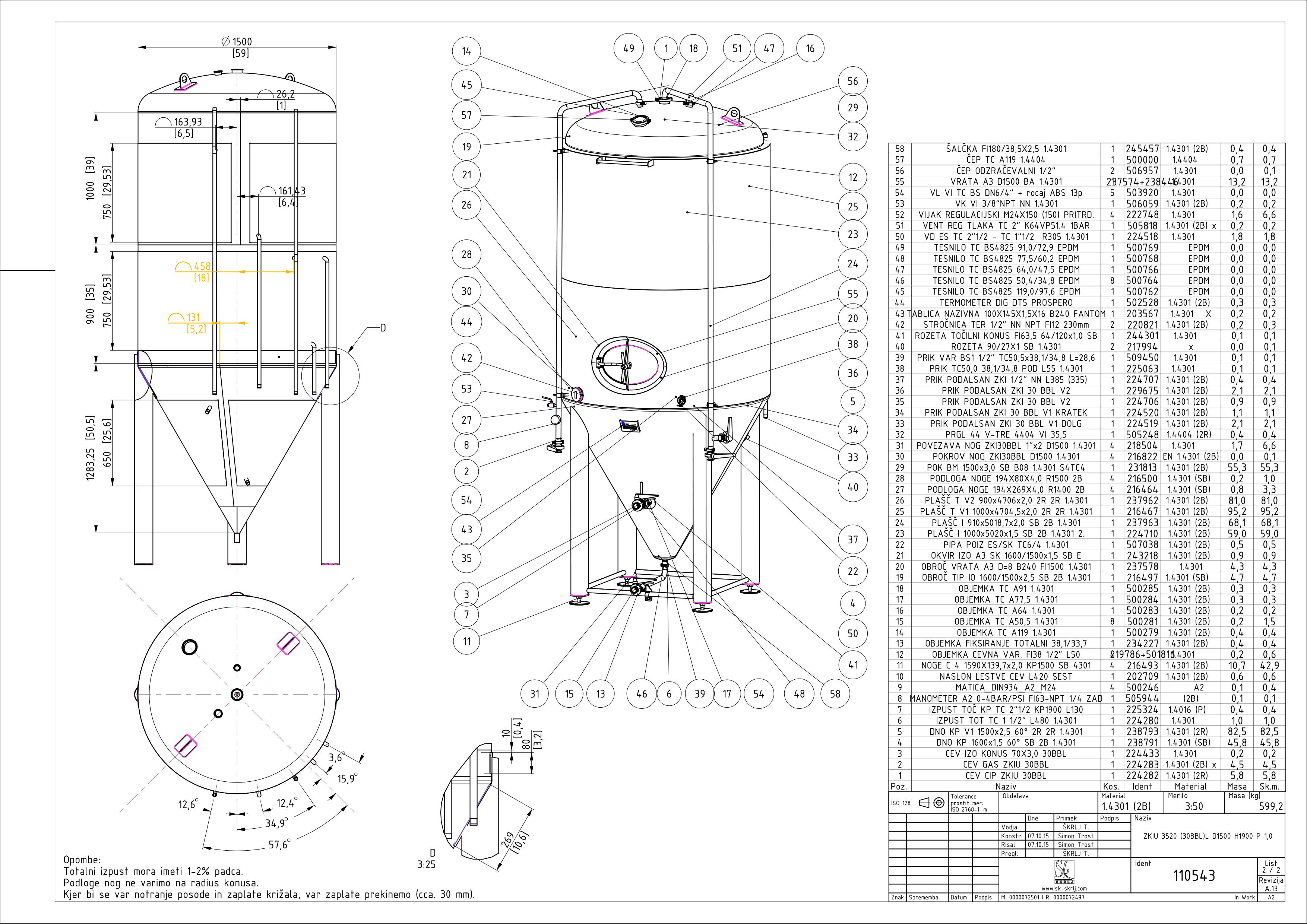 Cylindroconical fermentation and storage tank, insulated