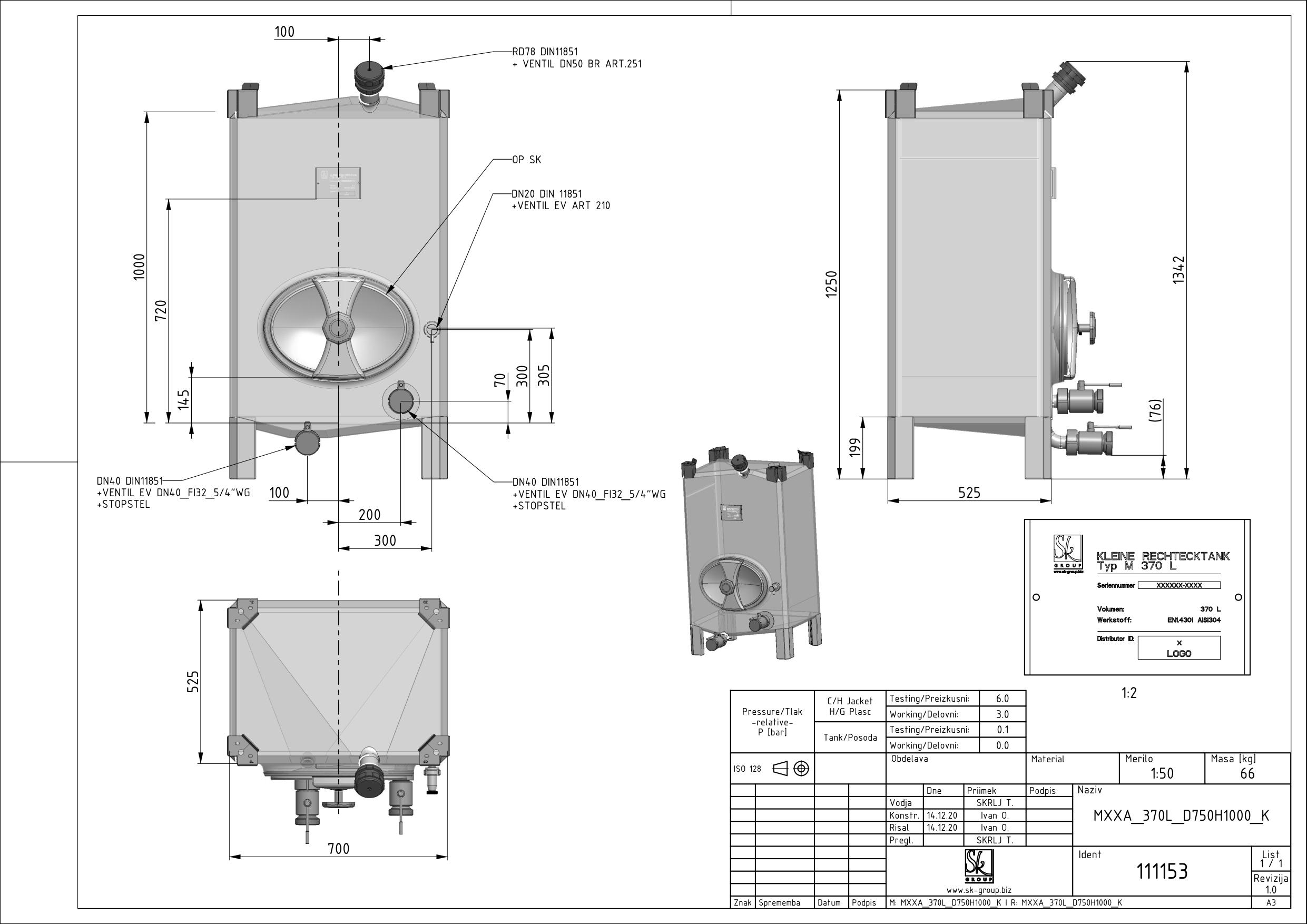 Small rectangular storage tank