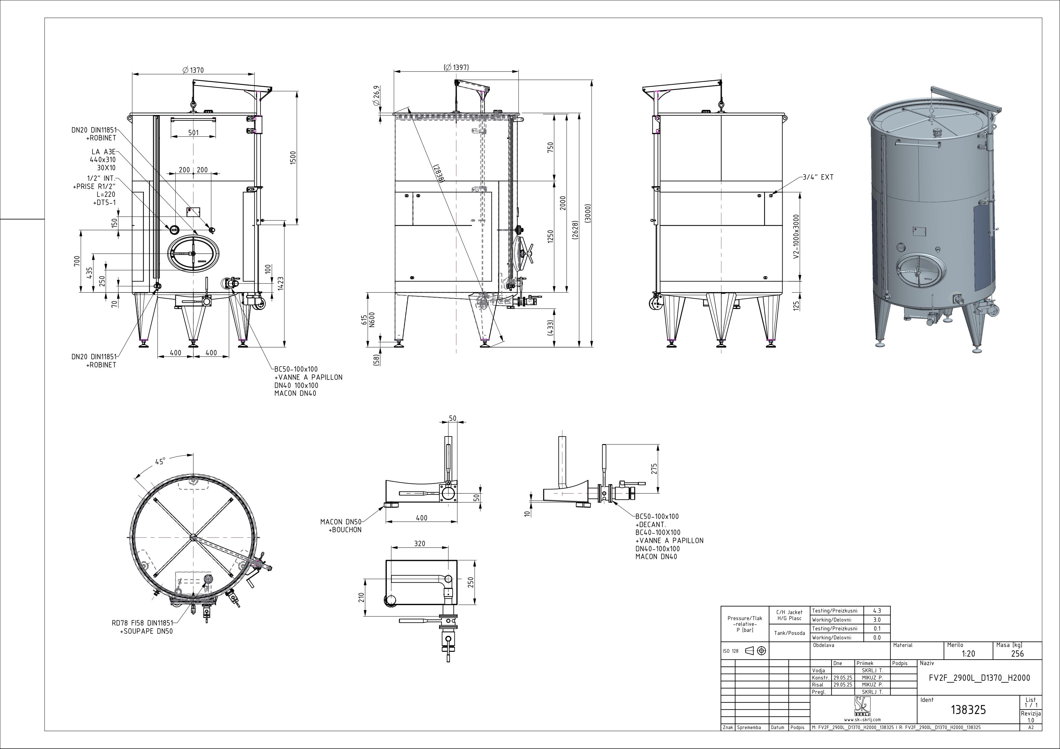 Storage tank with floating lid and double jacket