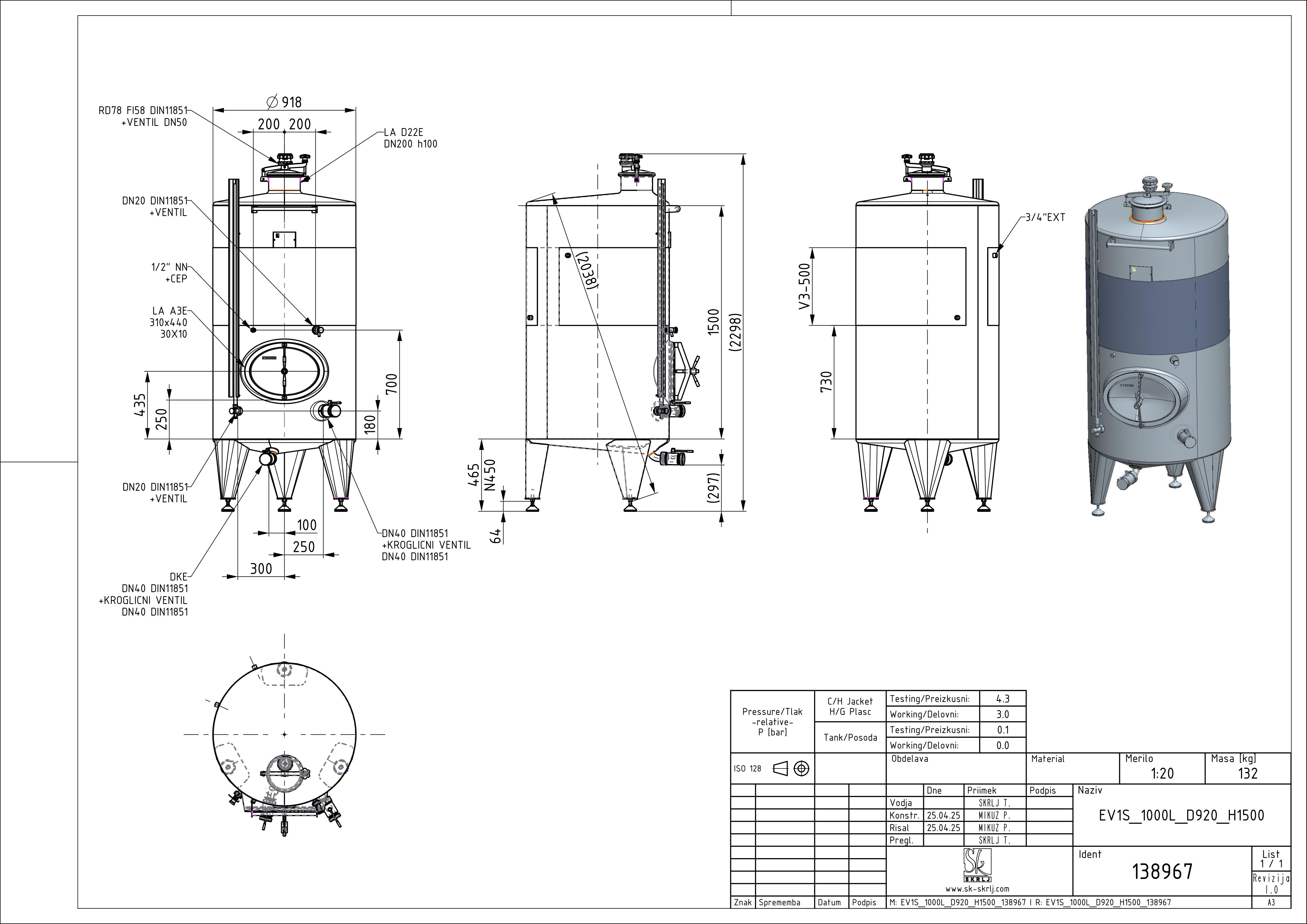 Classic storage tank with double jacket