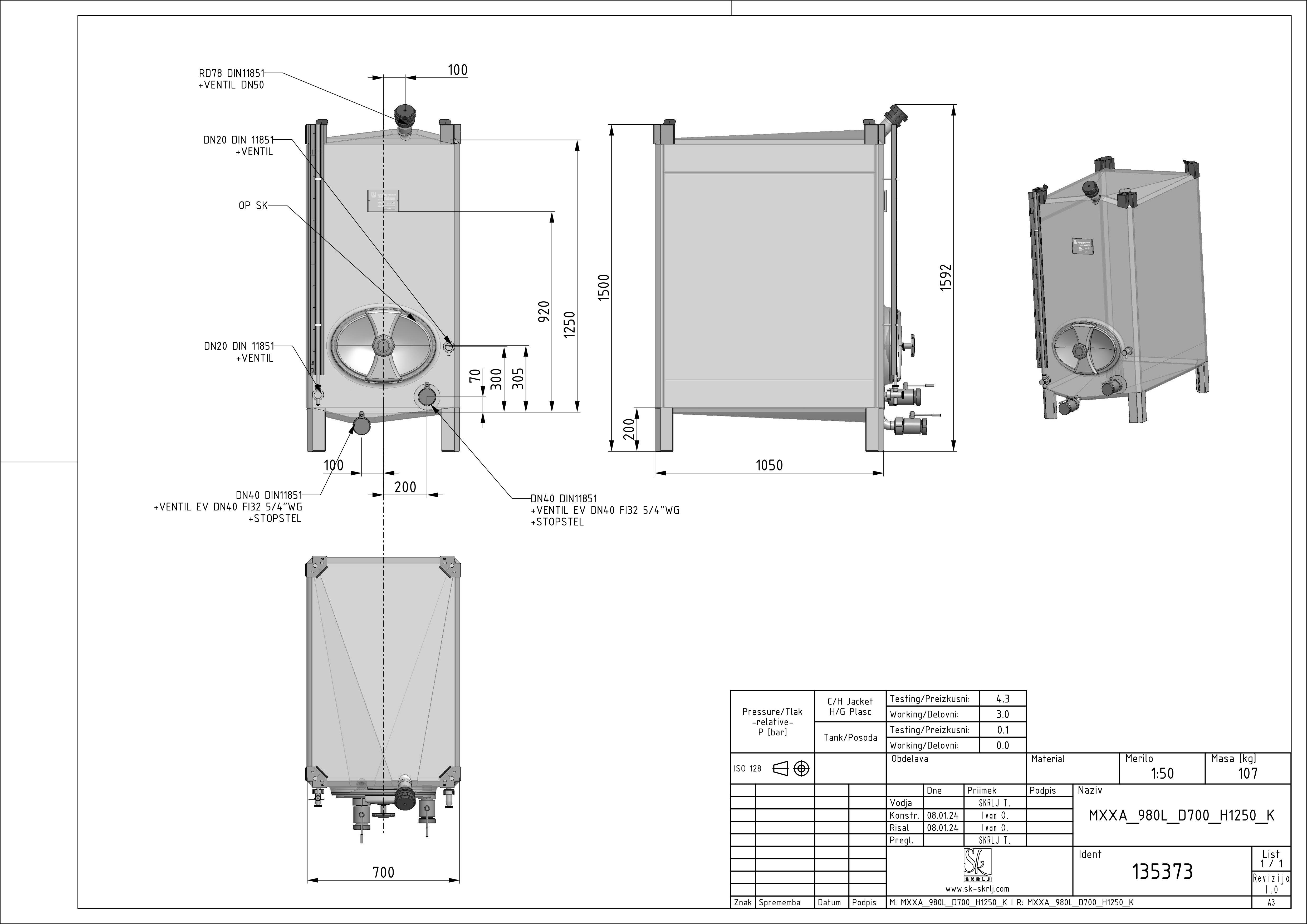 Small rectangular storage tank