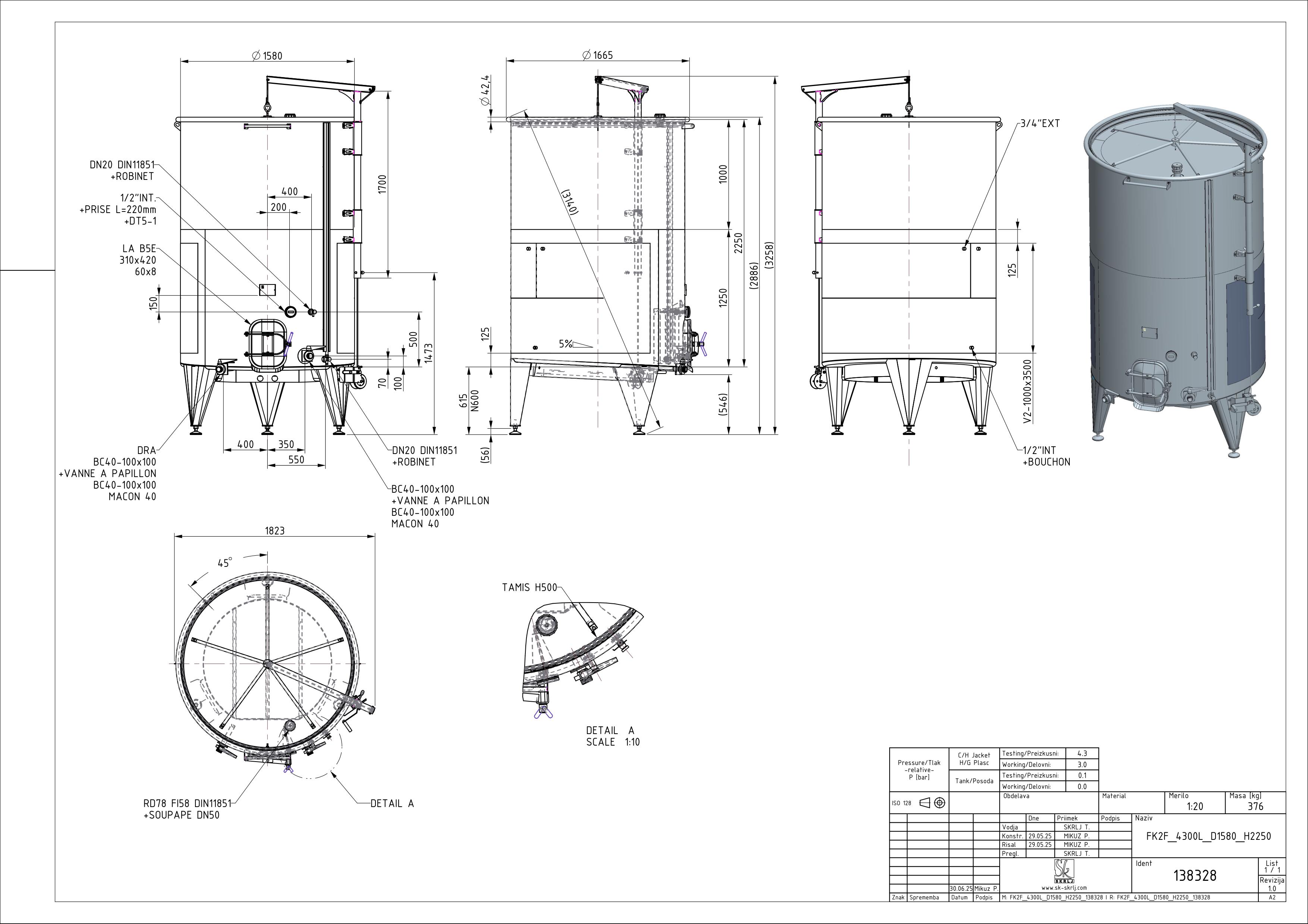 Open pump-over fermenter with double jacket