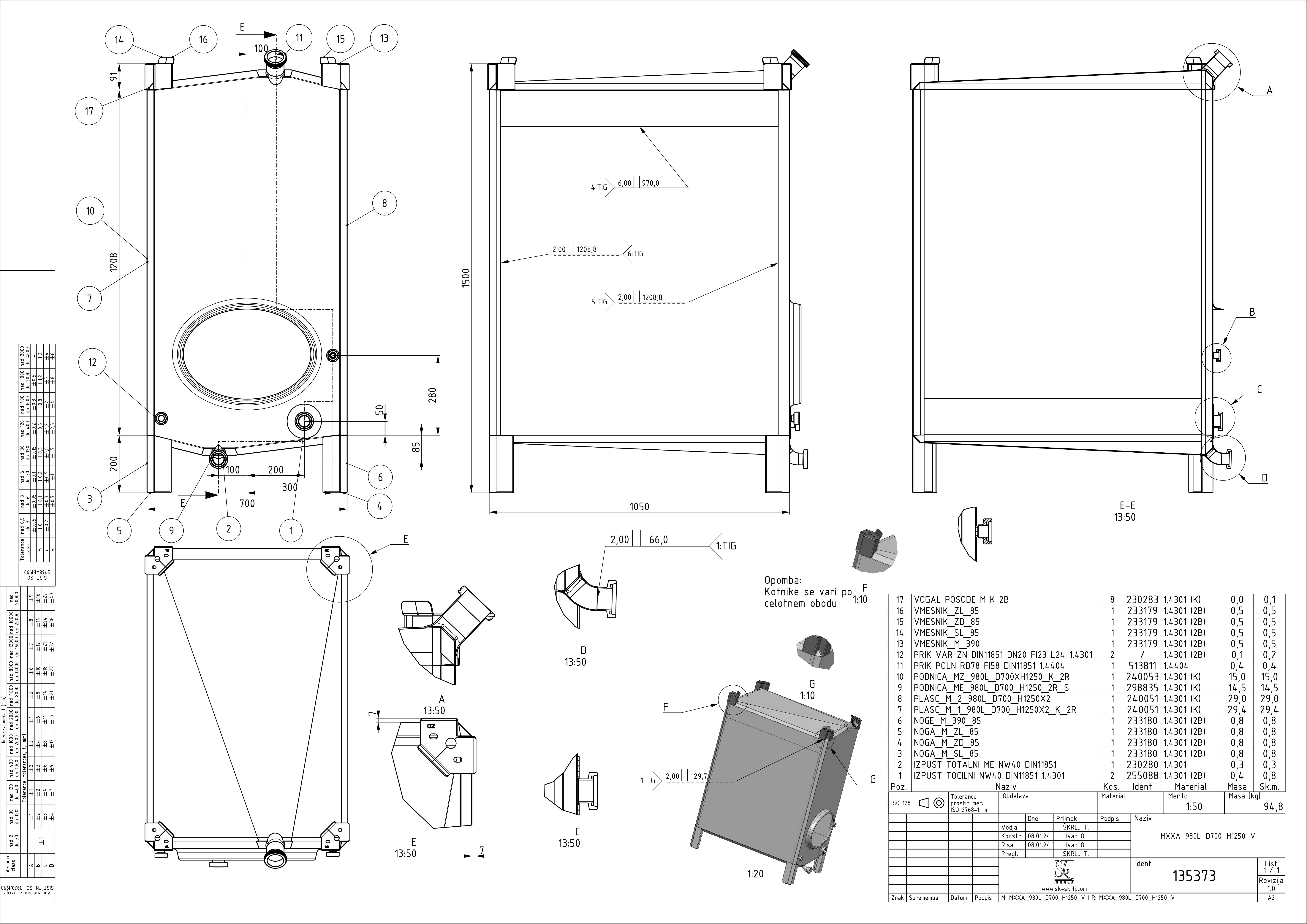 Small rectangular storage tank