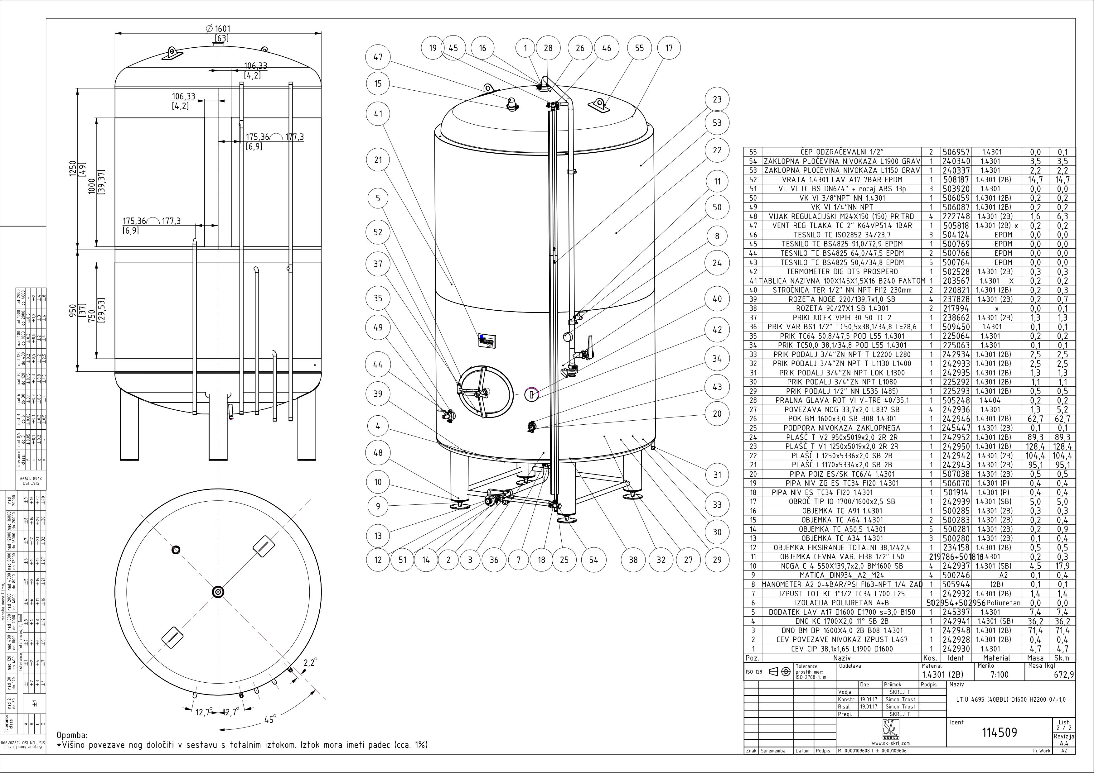 Brite beer tank, insulated