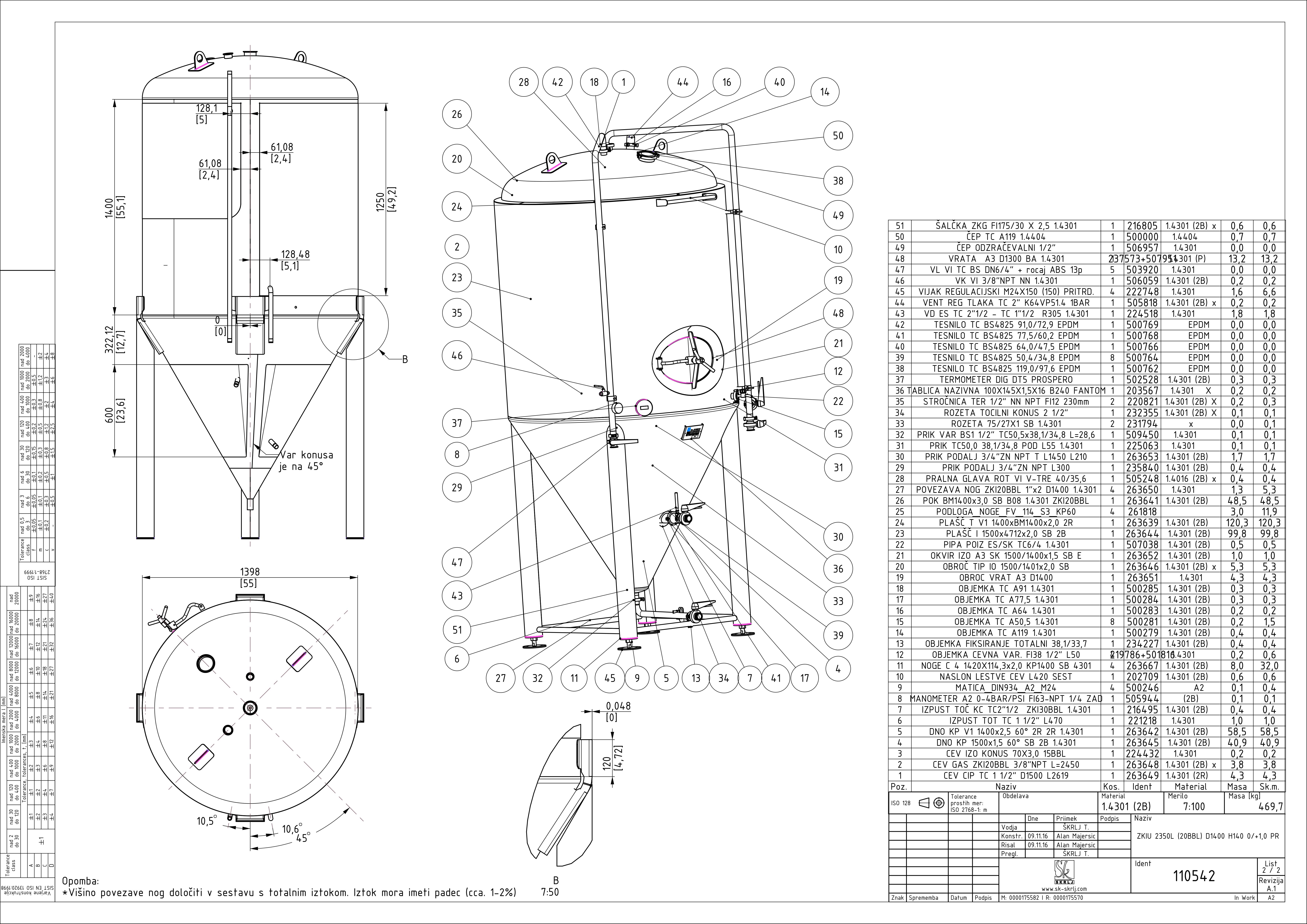 Cylindroconical fermentation and storage tank, insulated