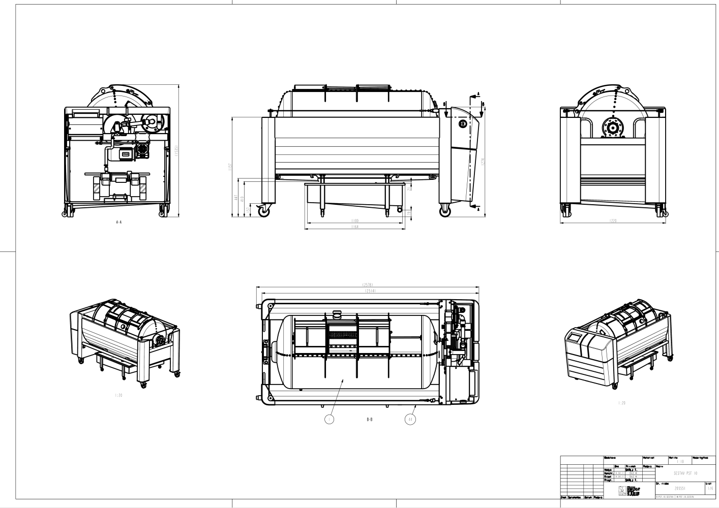 Pneumatic press type PST - closed pressing system, closed drum with internal drain channels