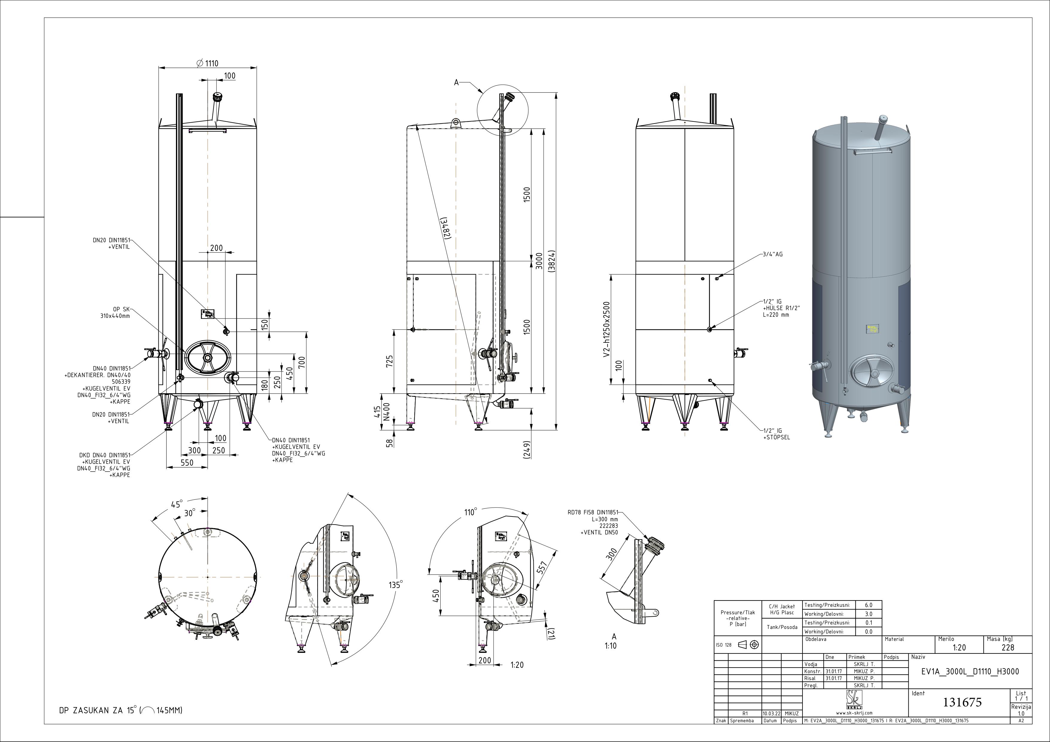 Classic storage tank with double jacket