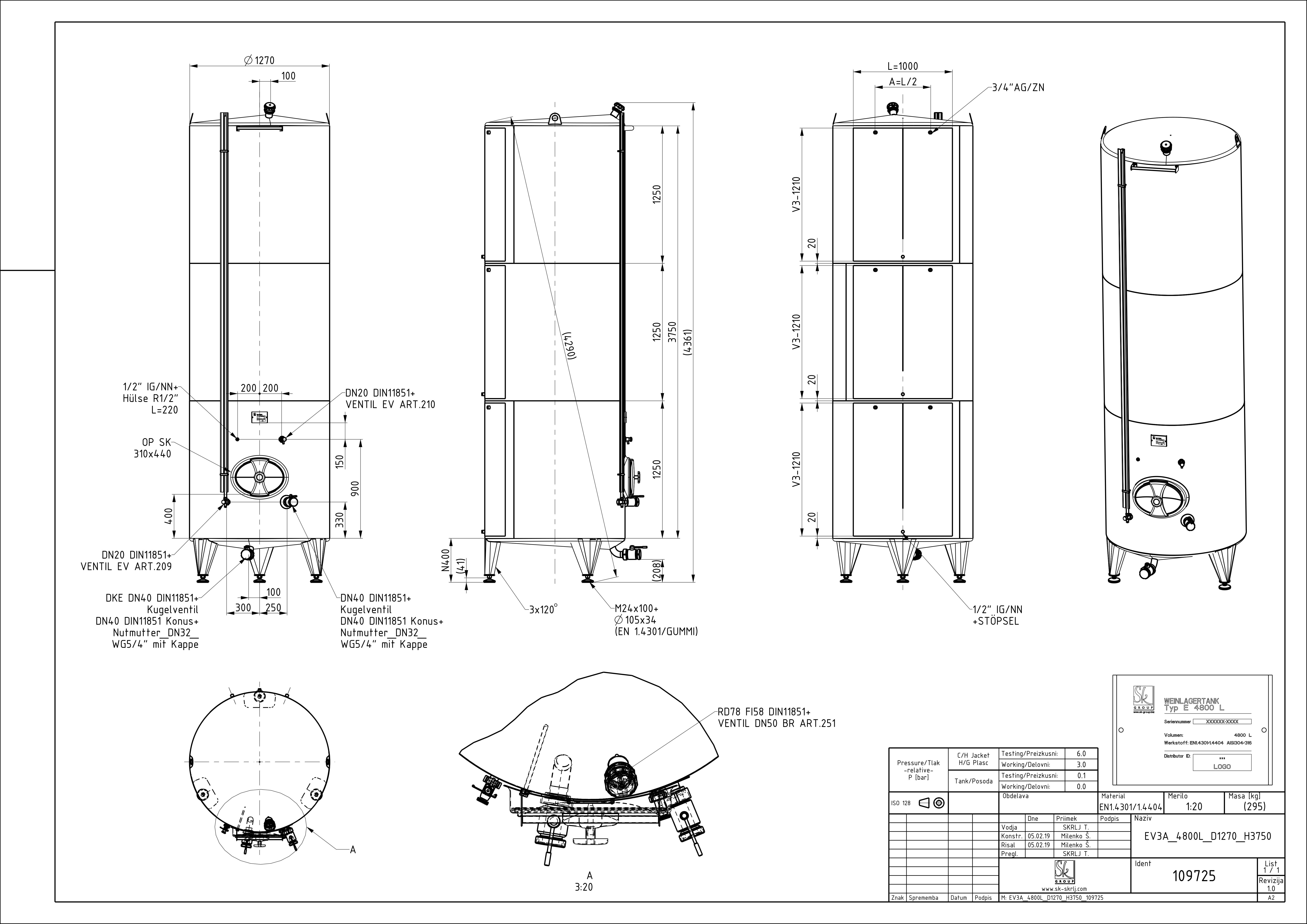 Classic storage tank with double jacket