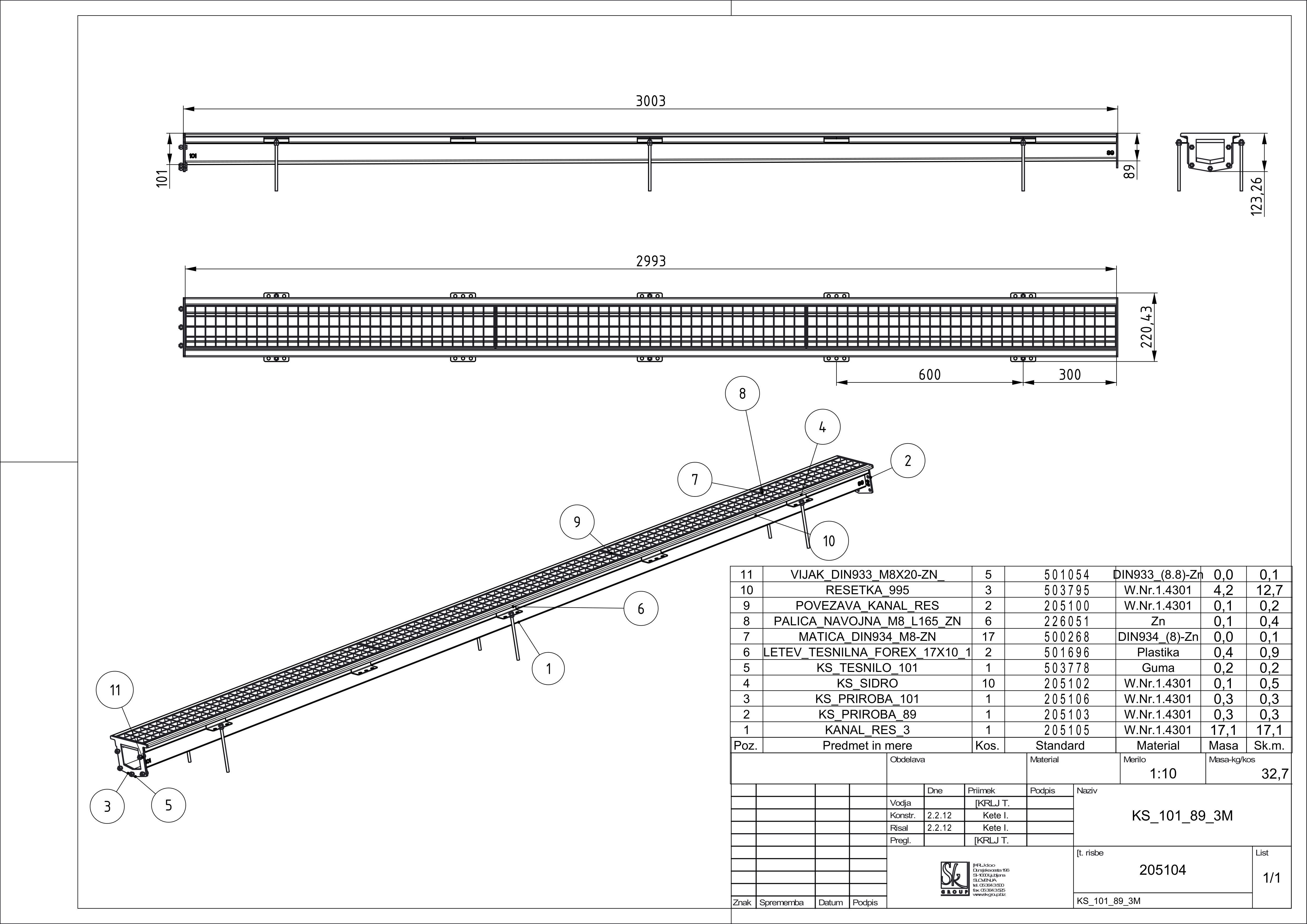 KS, drainage chanell, box type with grating