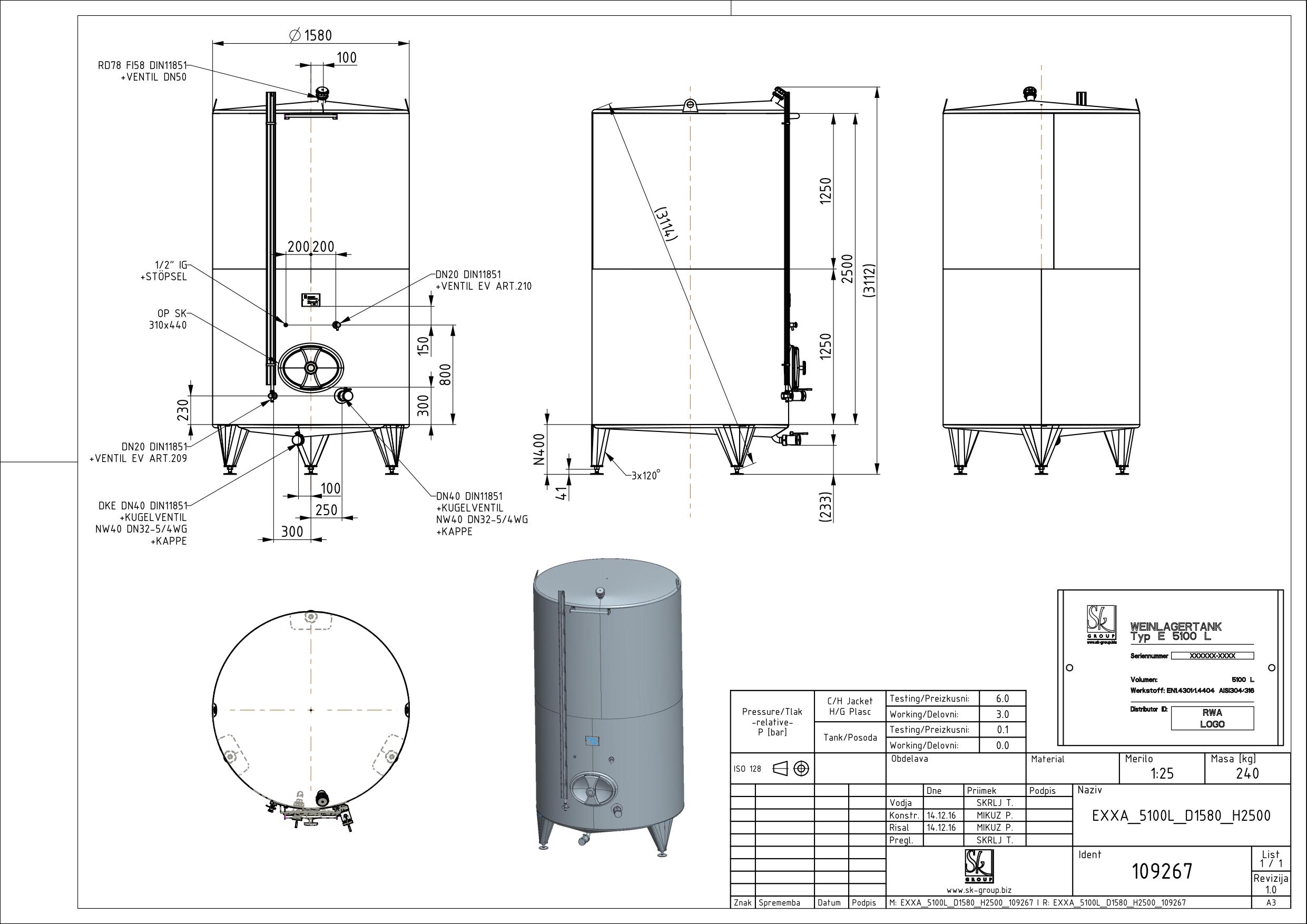 Classic storage tank