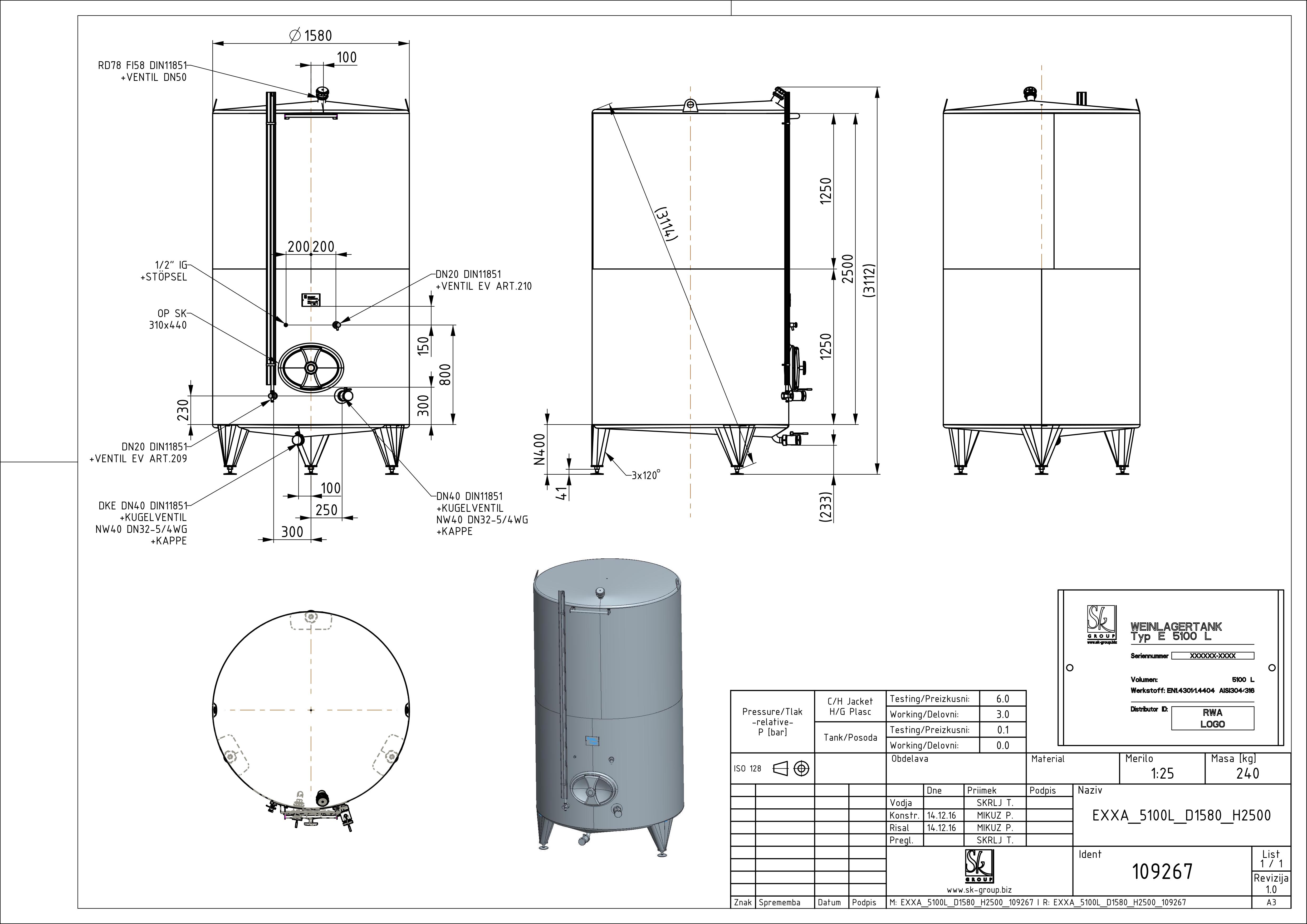 Classic storage tank