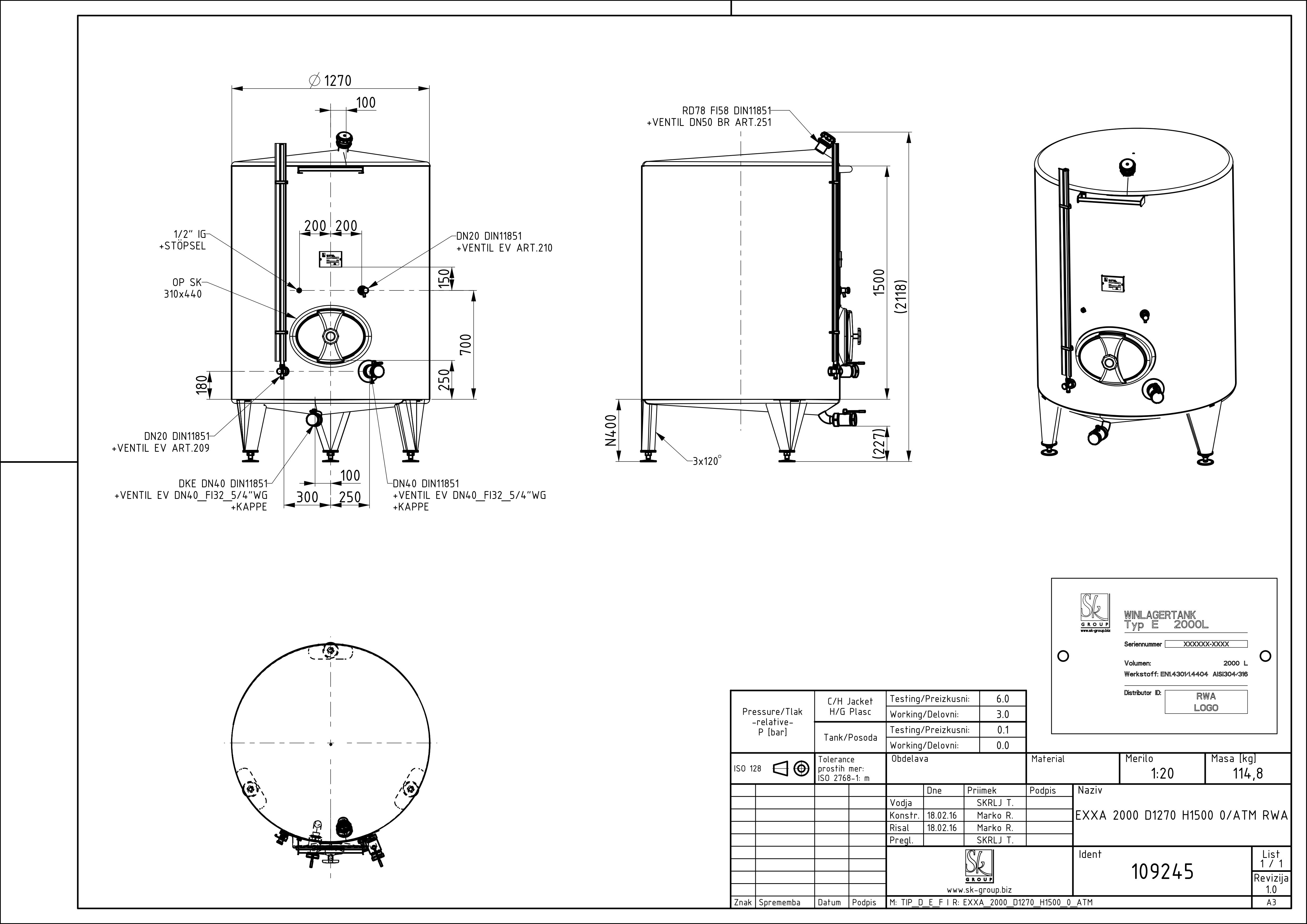 Classic storage tank