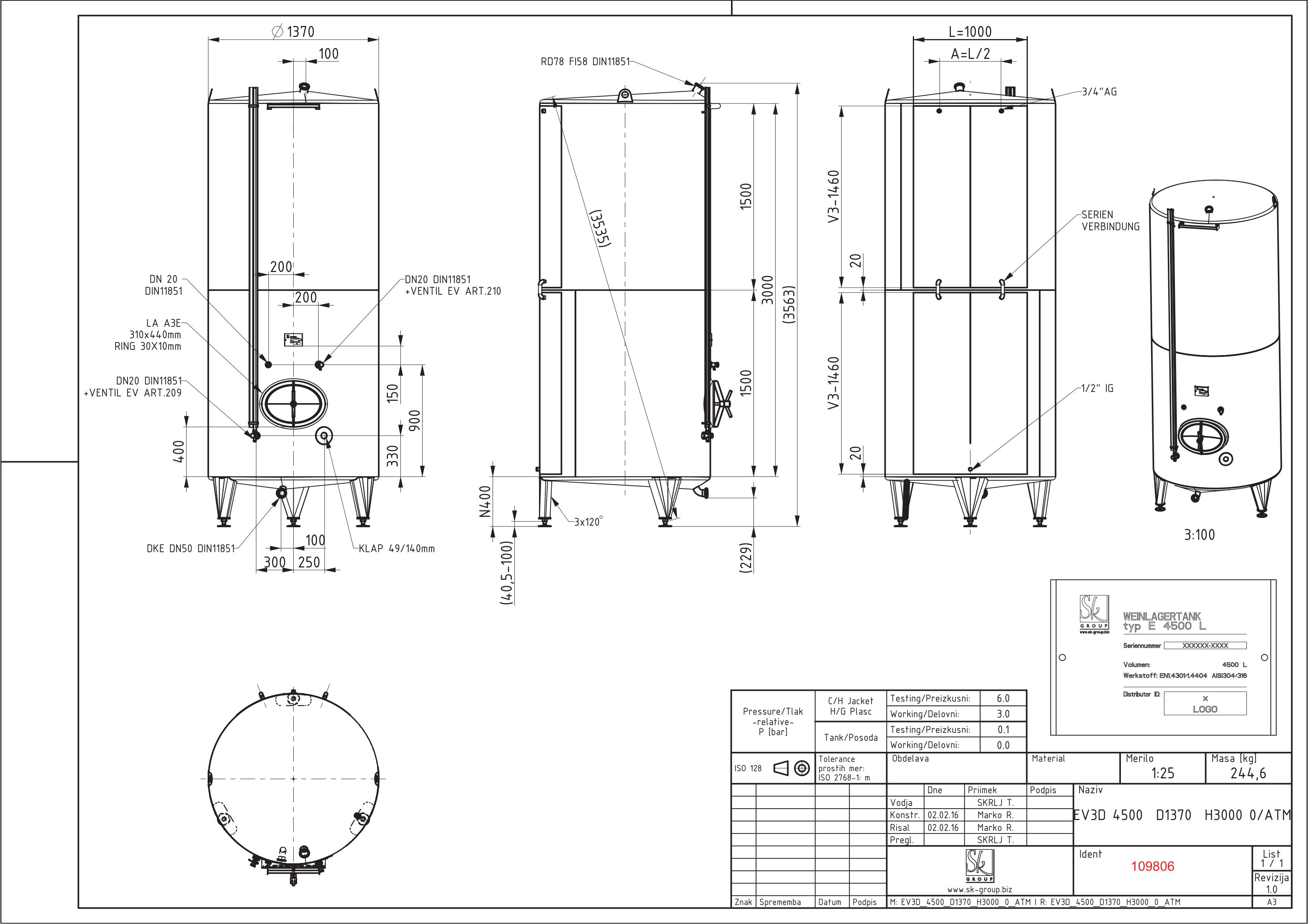 Classic storage tank with double jacket