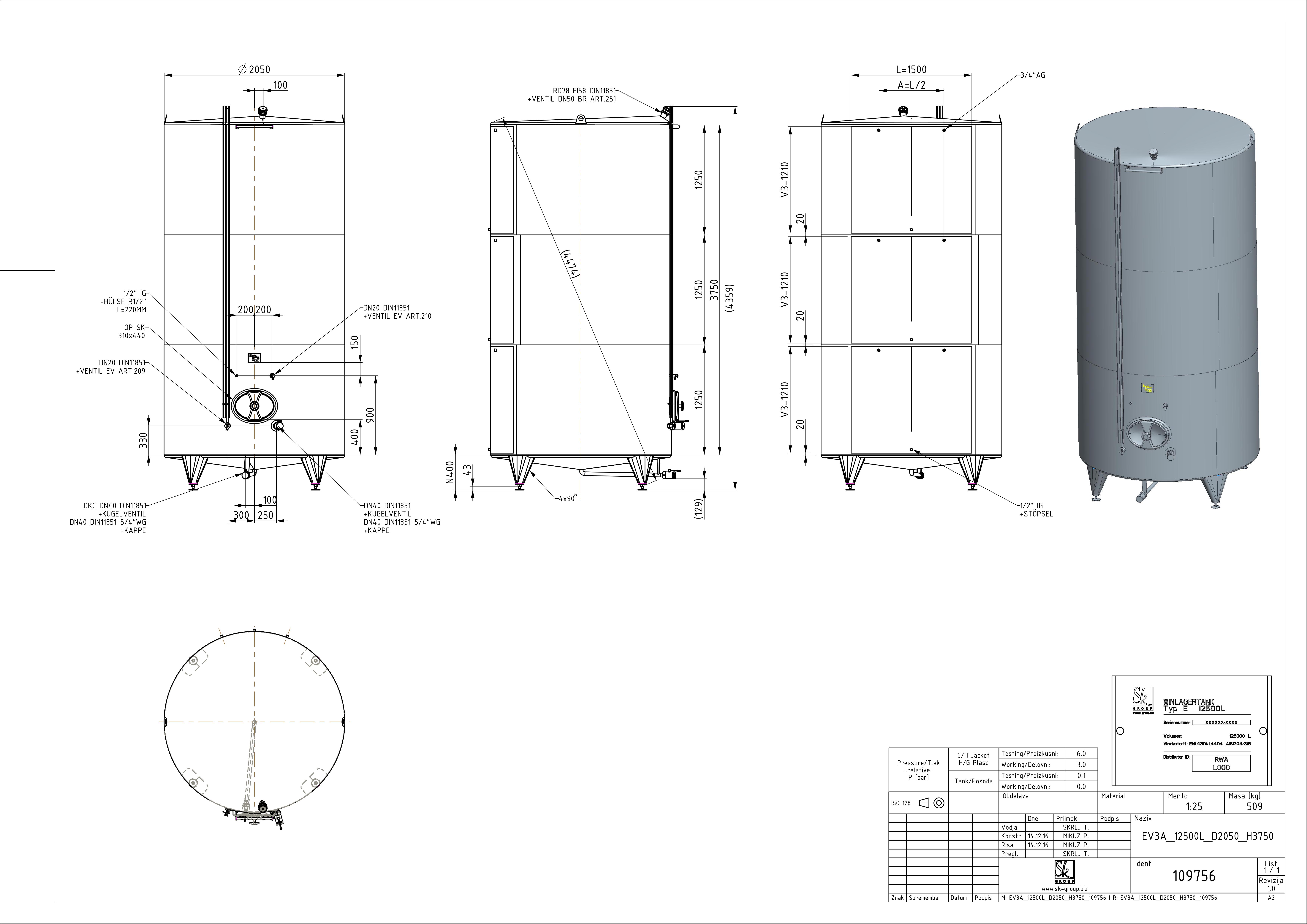 Classic storage tank with double jacket