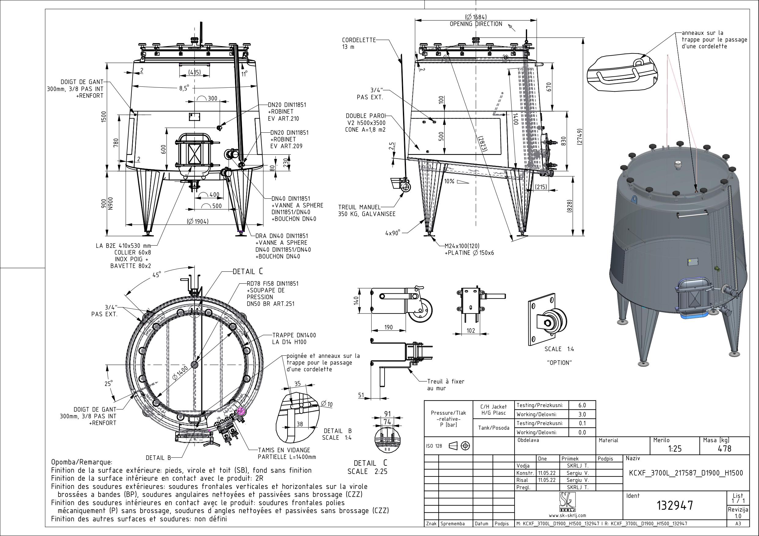 Cone-shaped fermenter KCX