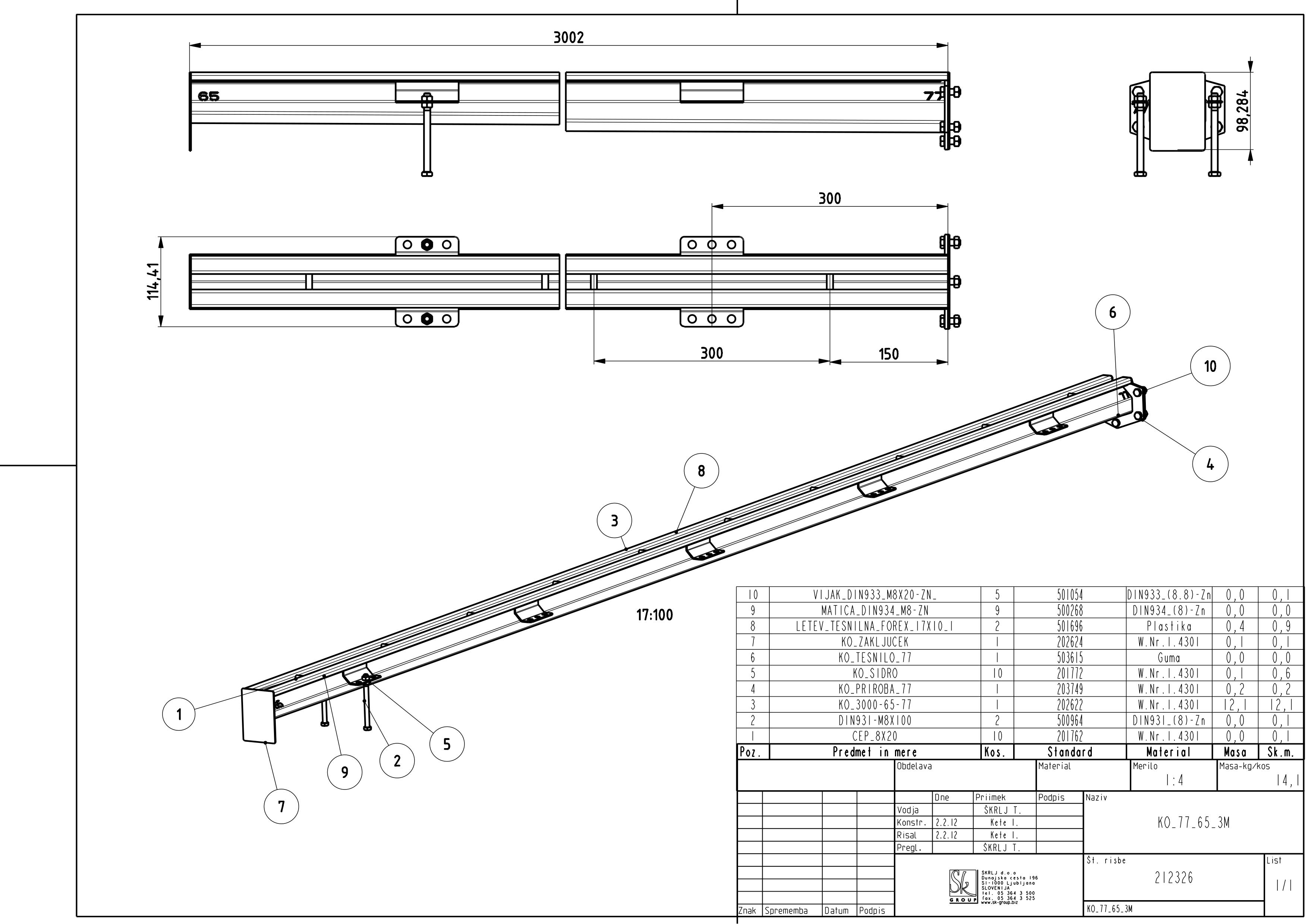 KO, narrow drainage channel - slotted type