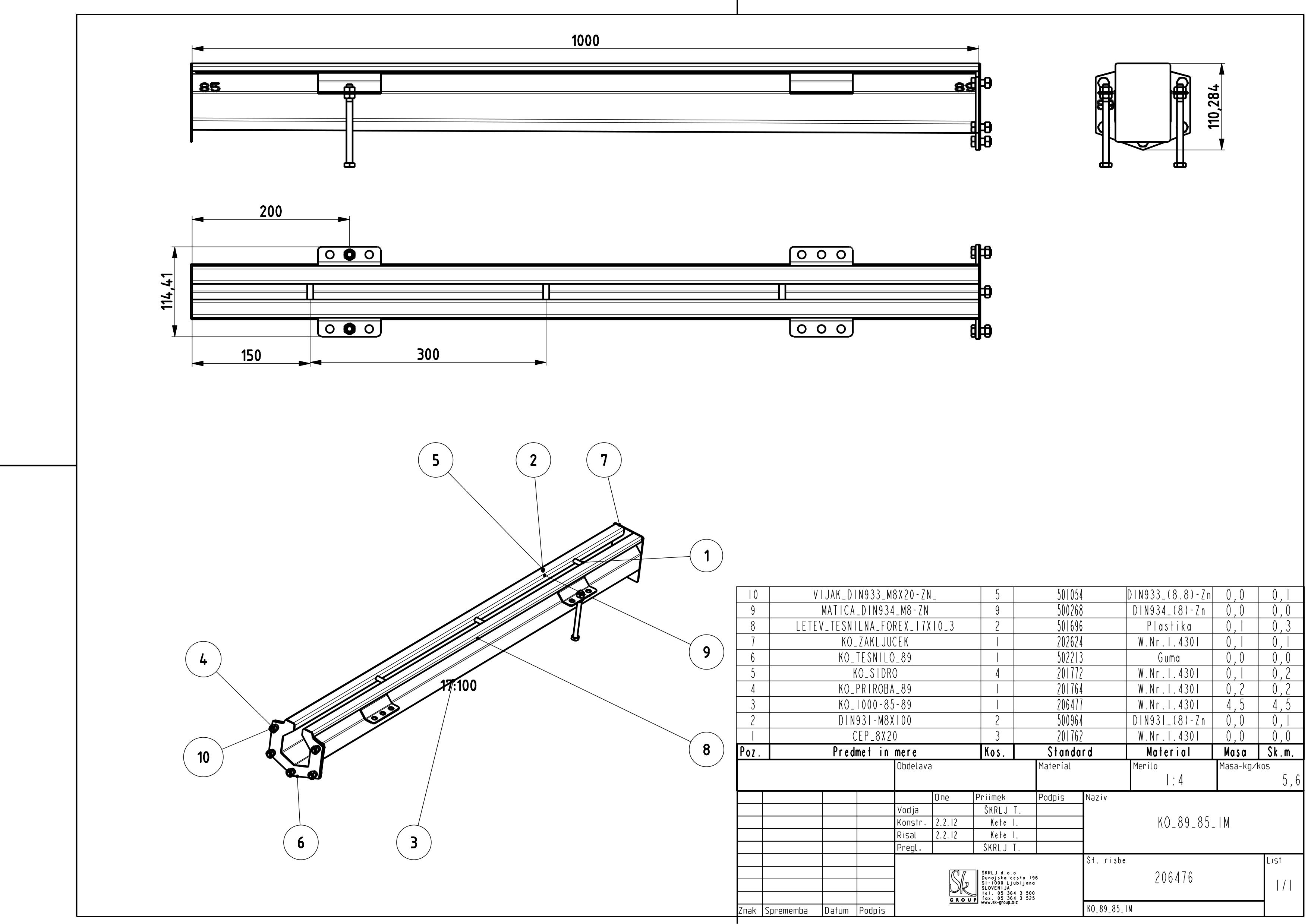 KO, narrow drainage channel - slotted type