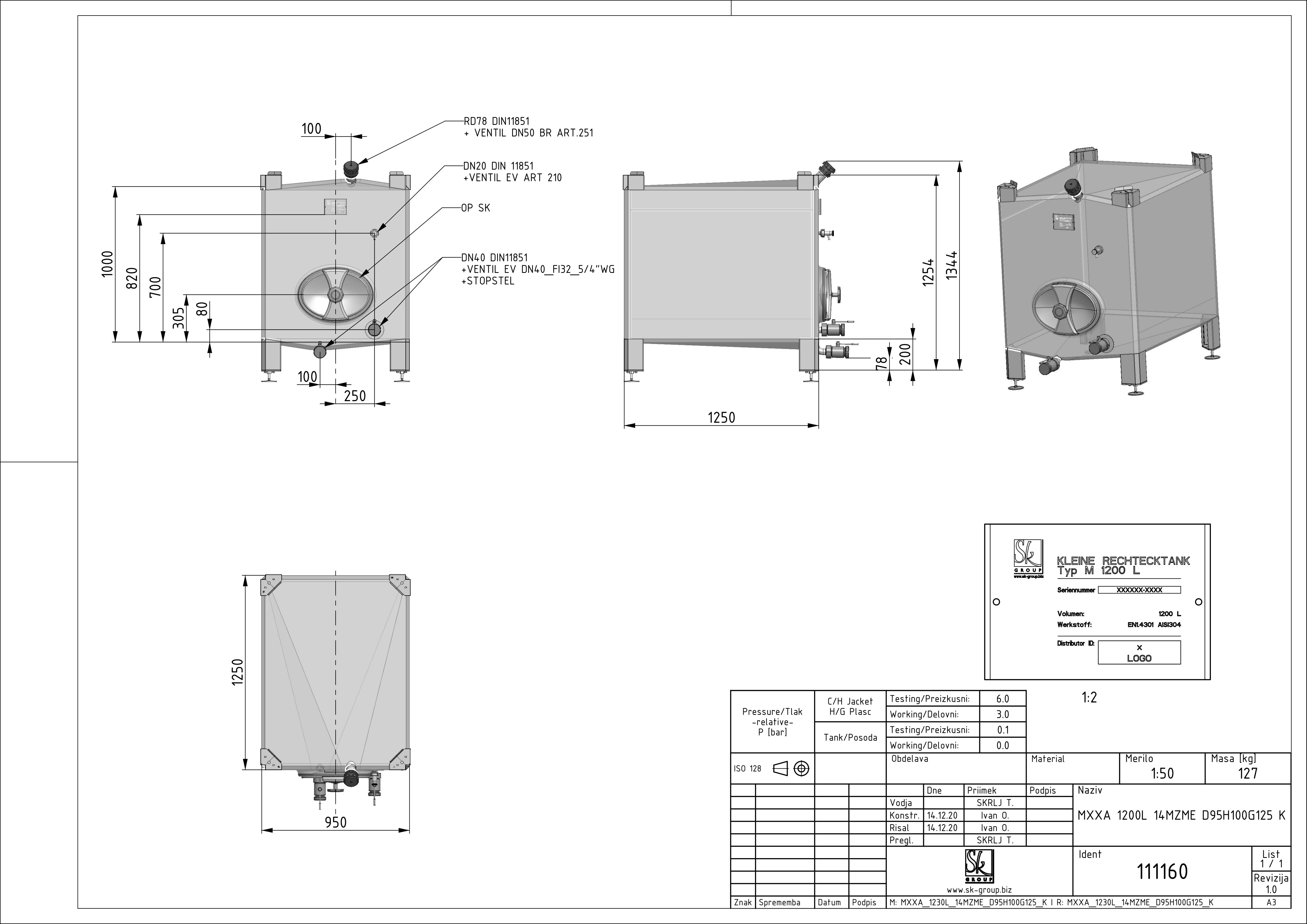 Small rectangular storage tank