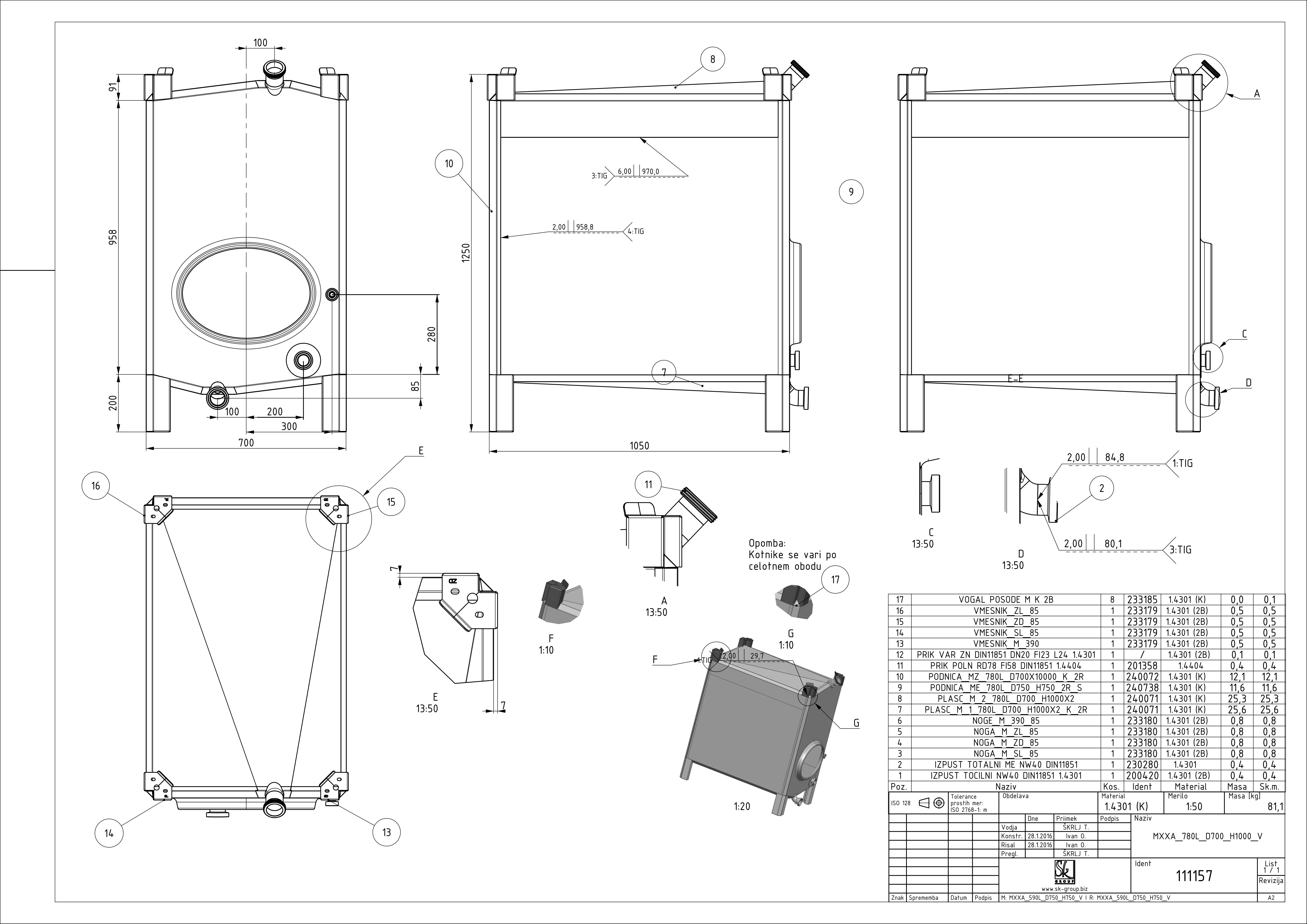 Small rectangular storage tank