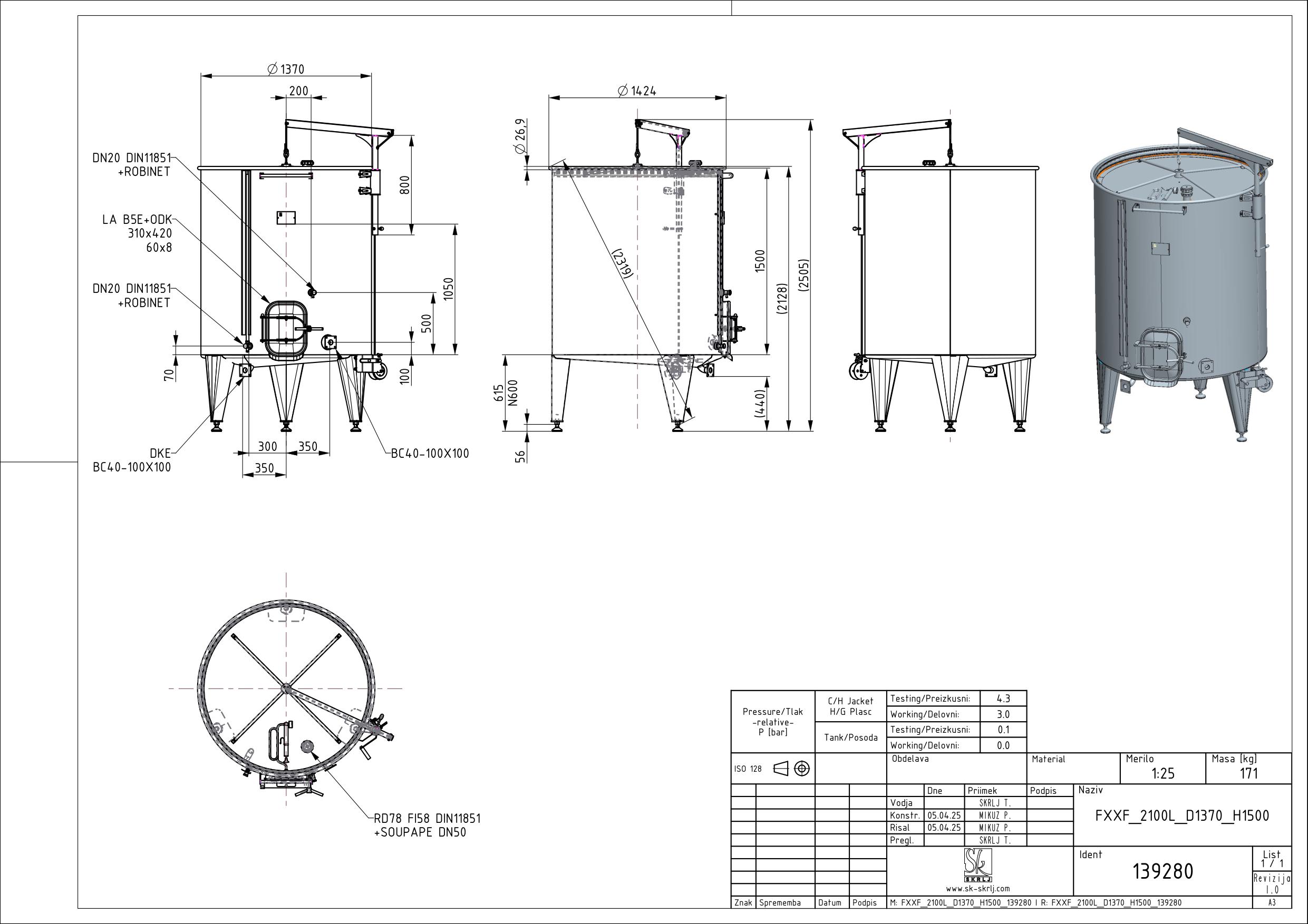 Storage tank with floating lid