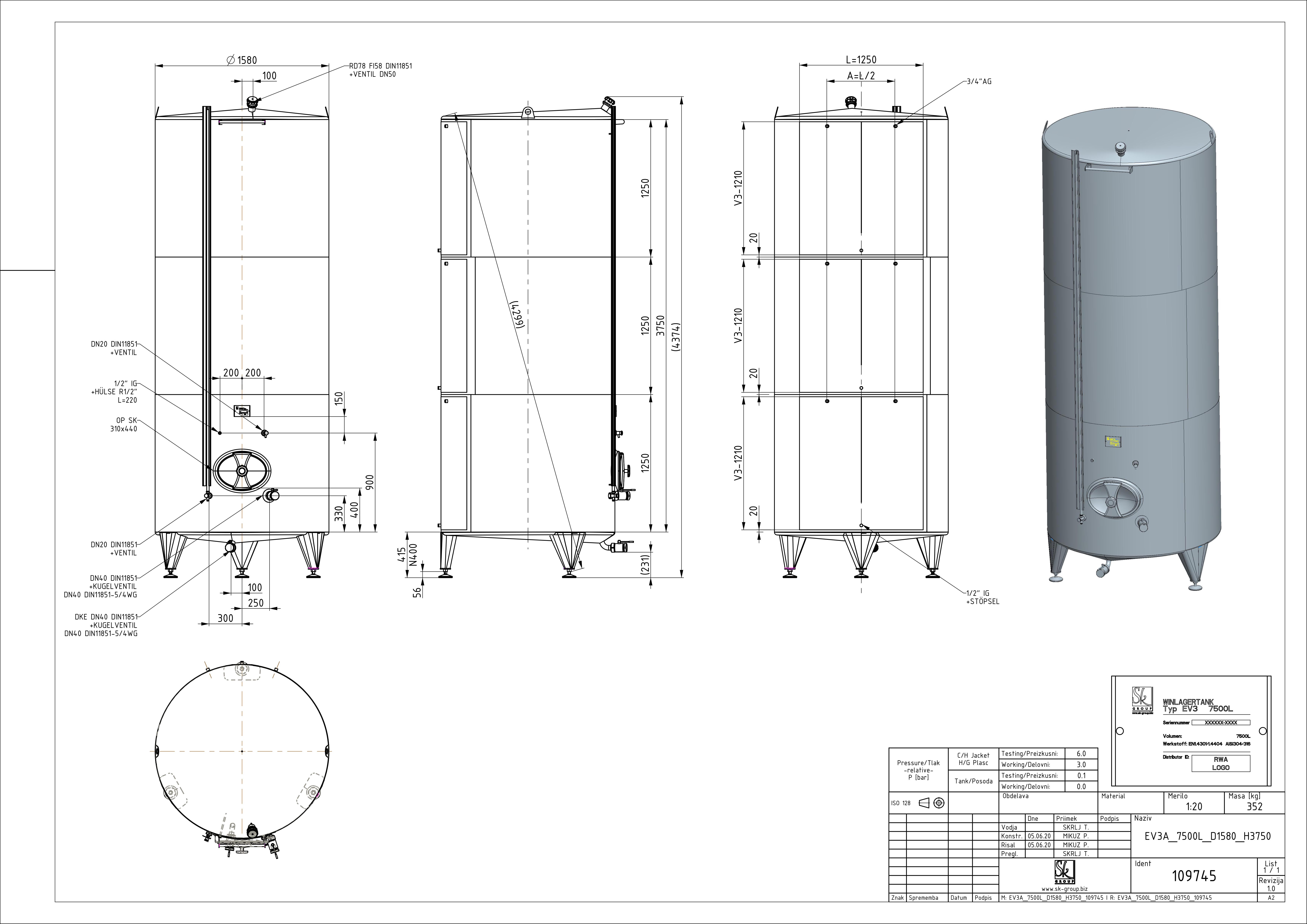 Classic storage tank with double jacket