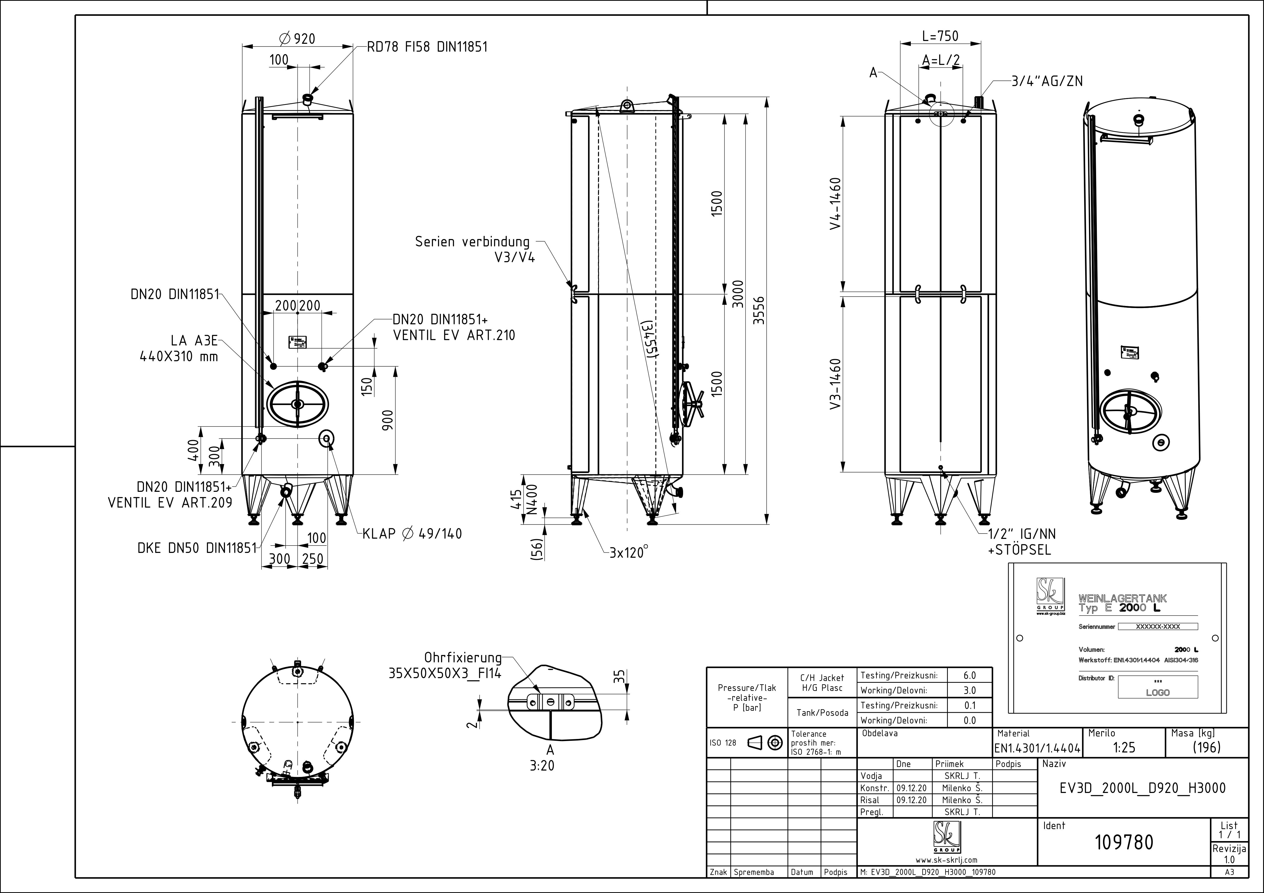 Classic storage tank with double jacket