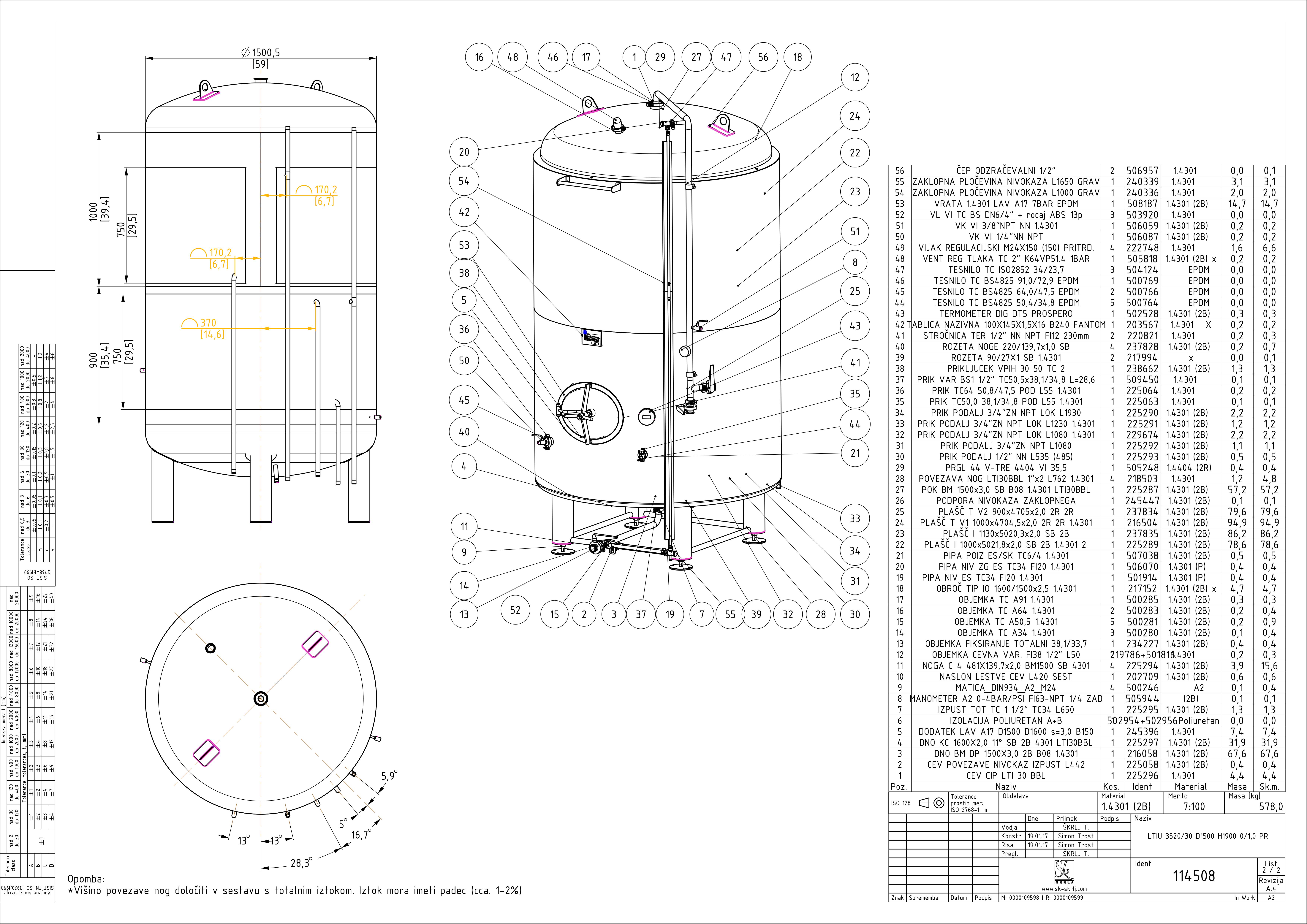 Brite beer tank, insulated