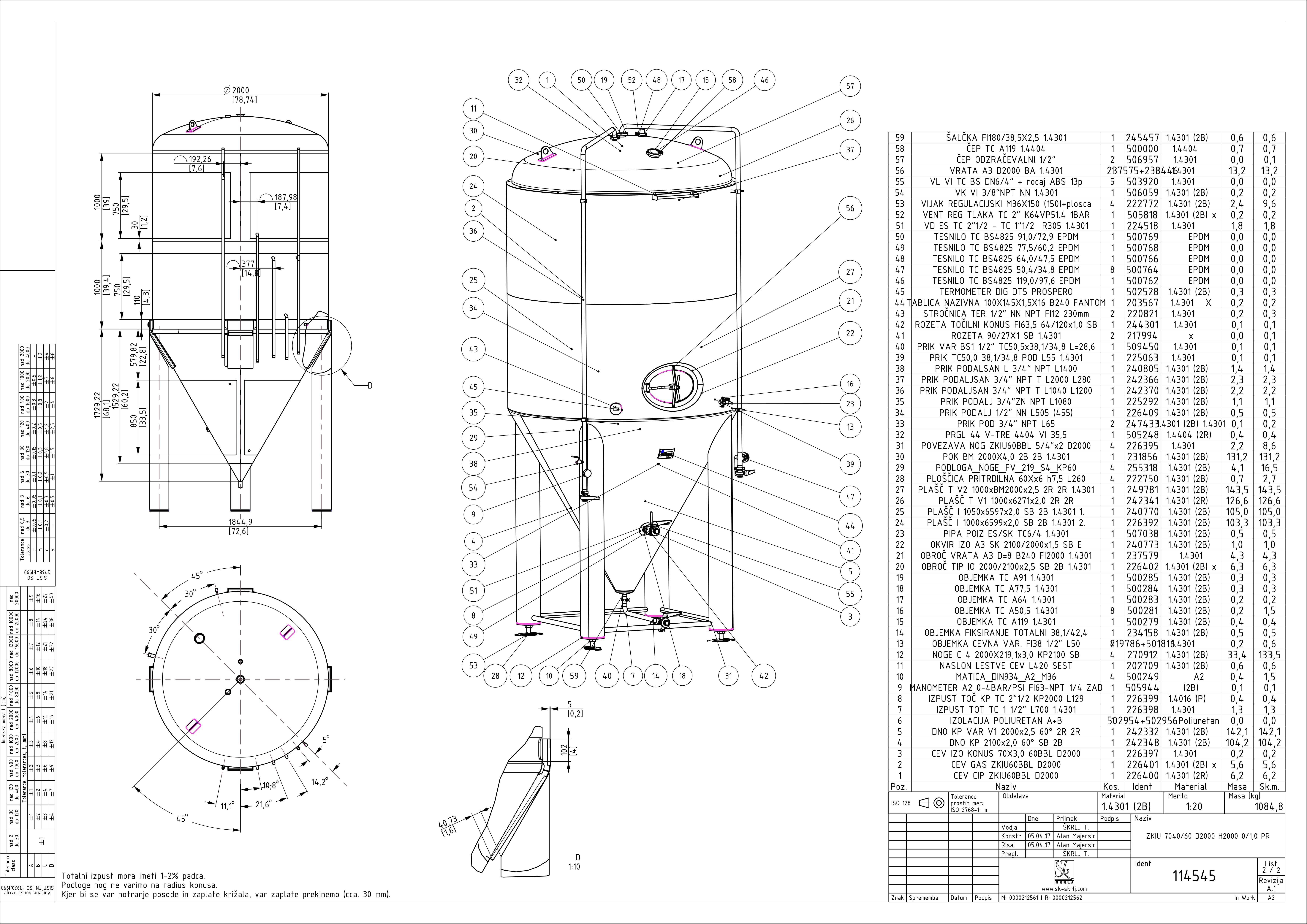Cylindroconical fermentation and storage tank, insulated