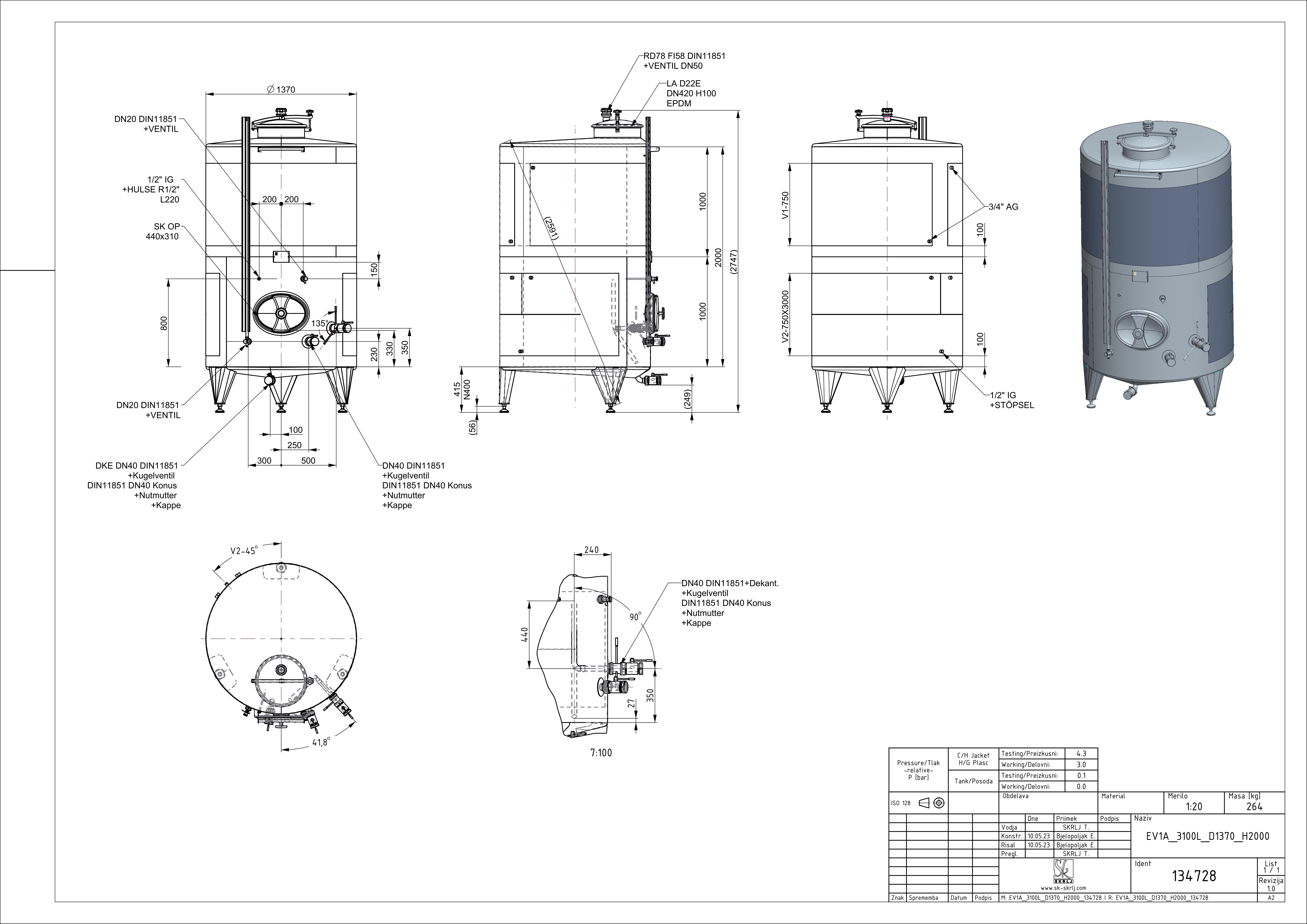 Classic storage tank with double jacket