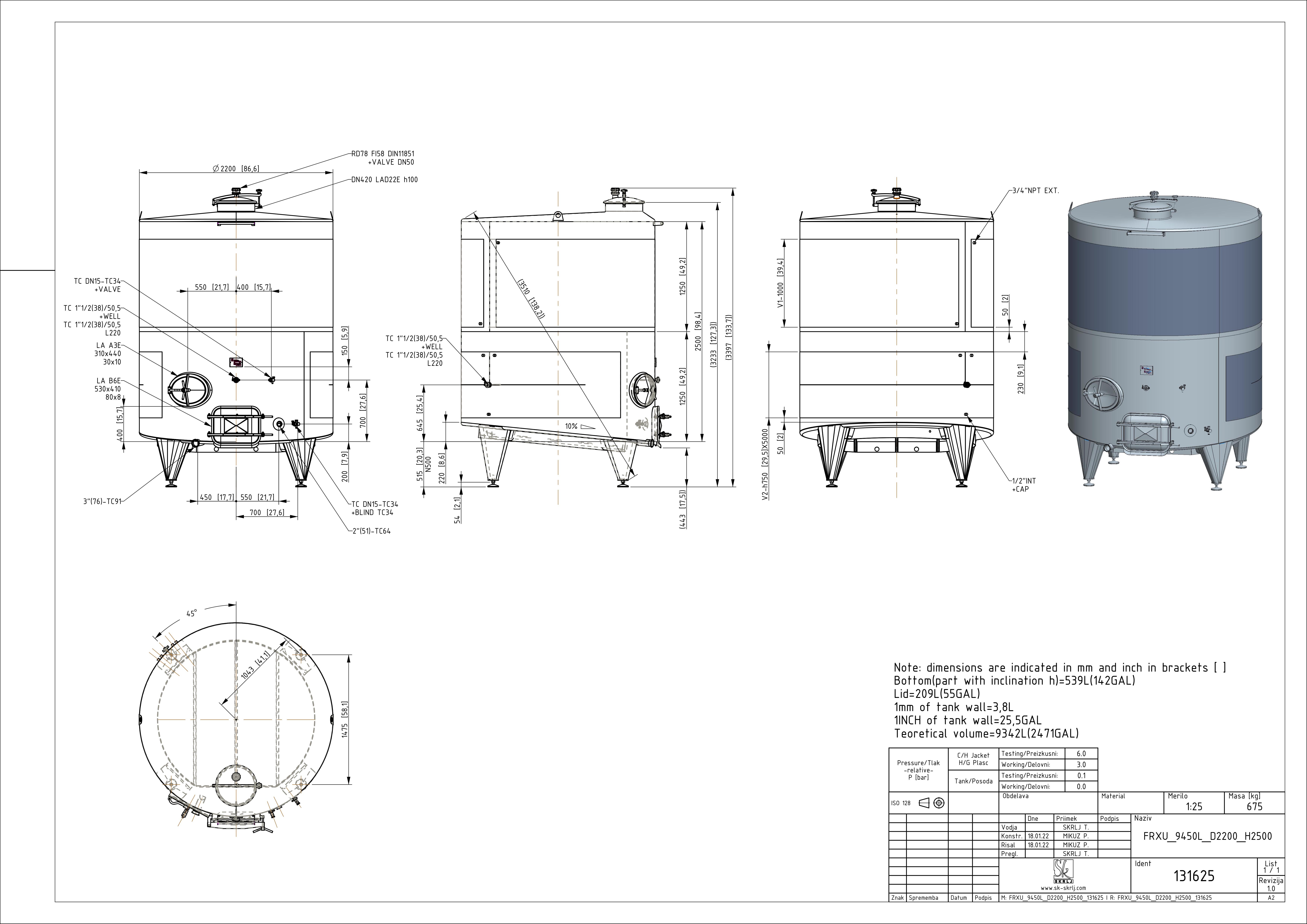 Fixed capacity red wine tank