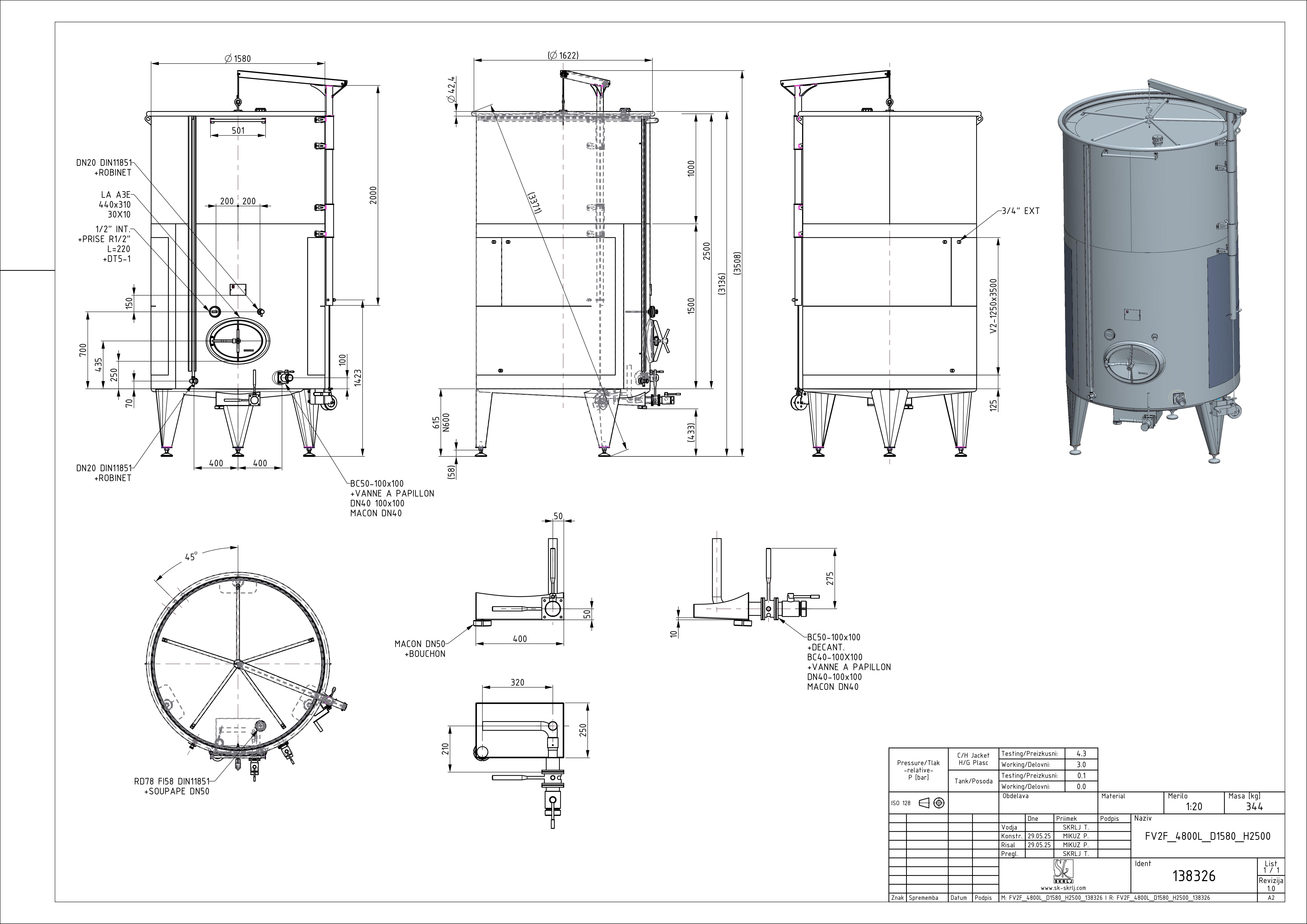 Storage tank with floating lid and double jacket