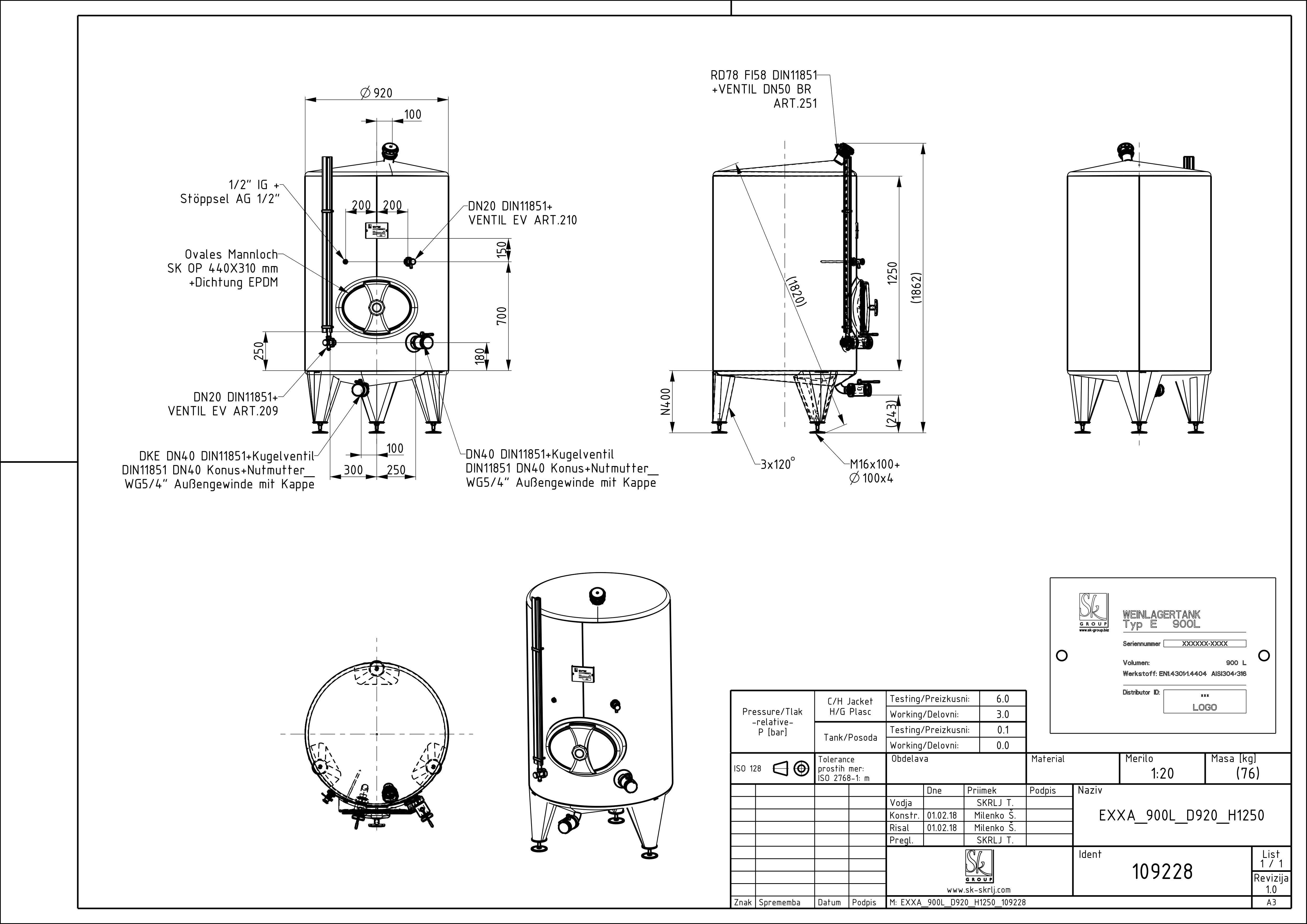 Classic storage tank