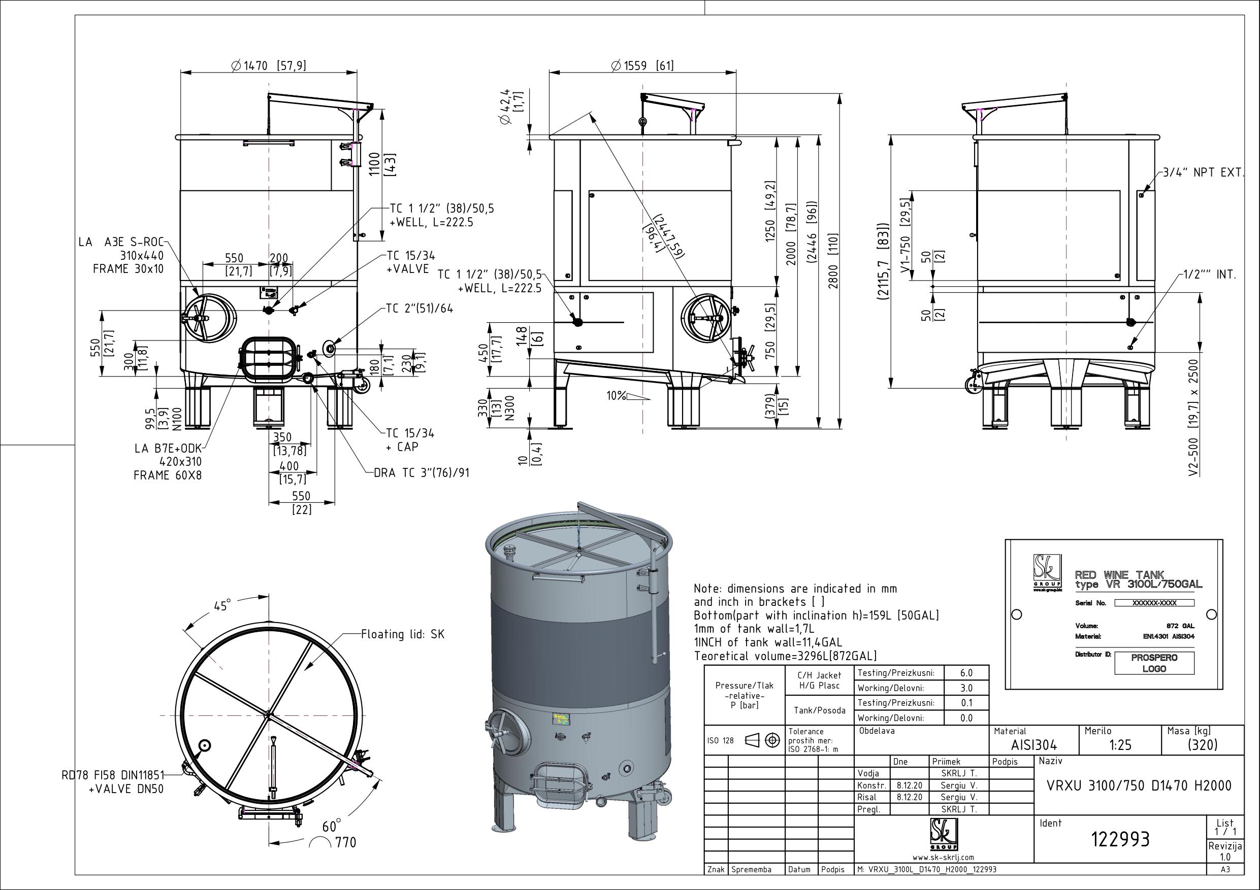 Variable capacity red wine tank