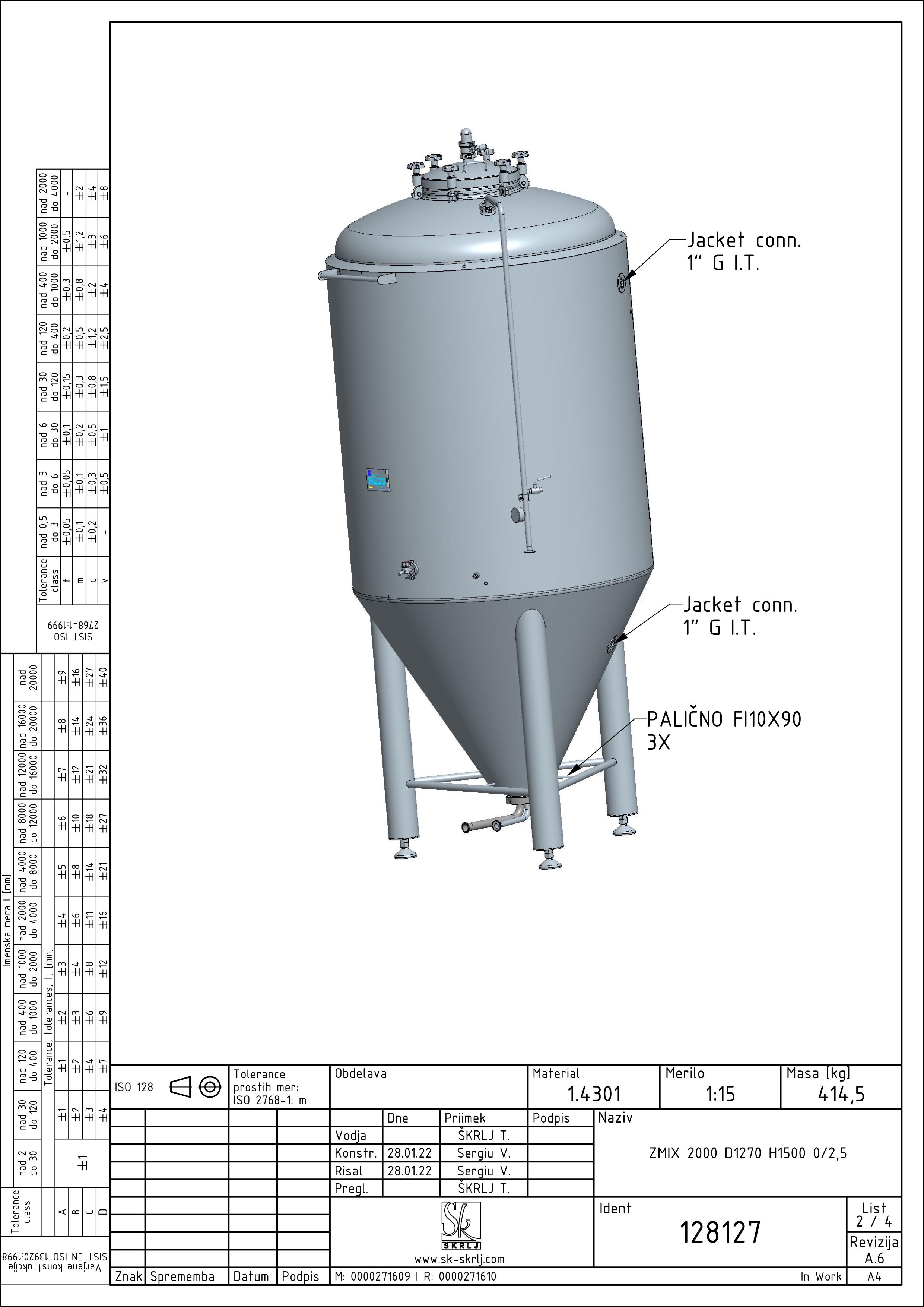 Cylindroconical fermentation and storage tank, insulated, mini