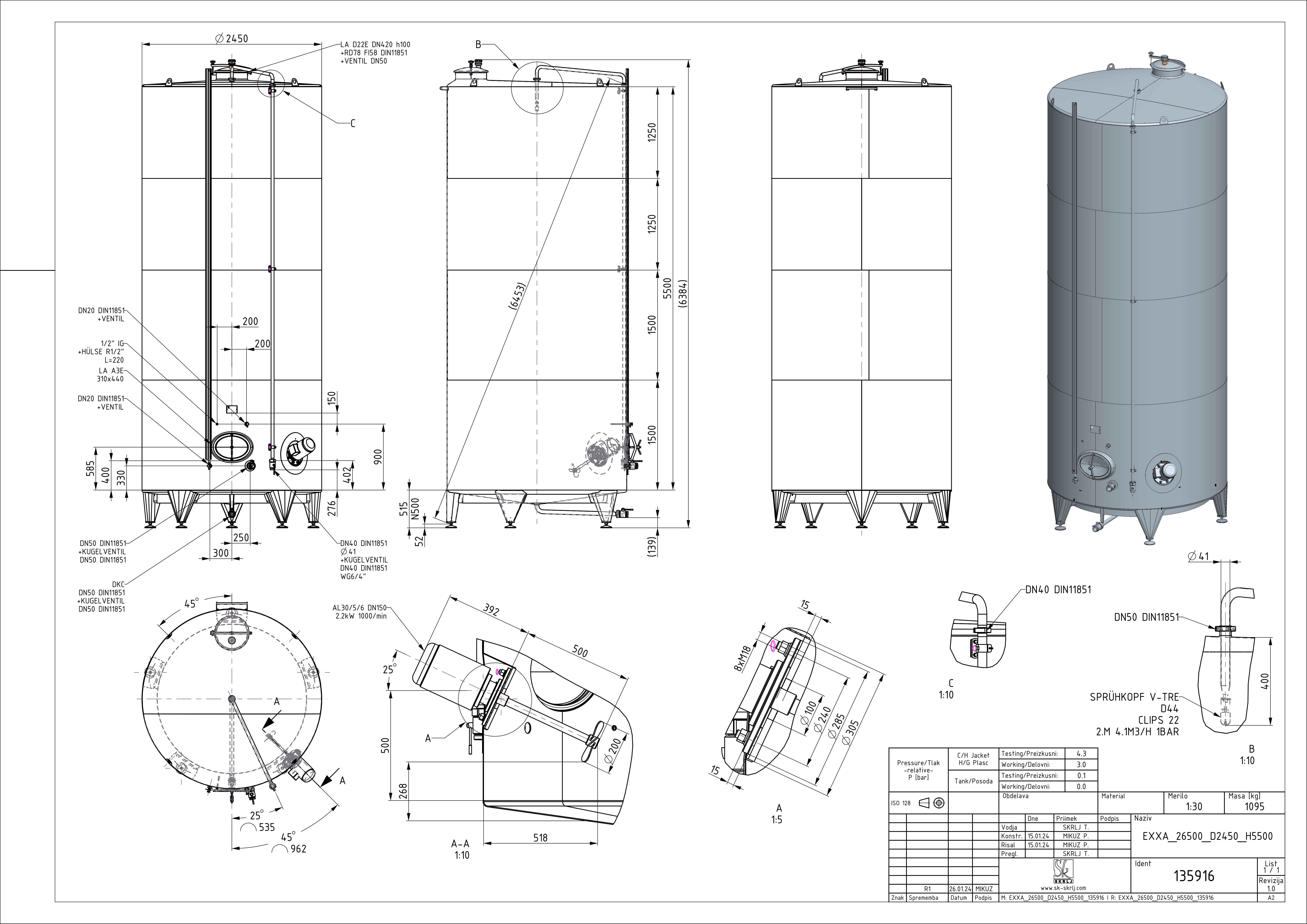 Classic storage tank