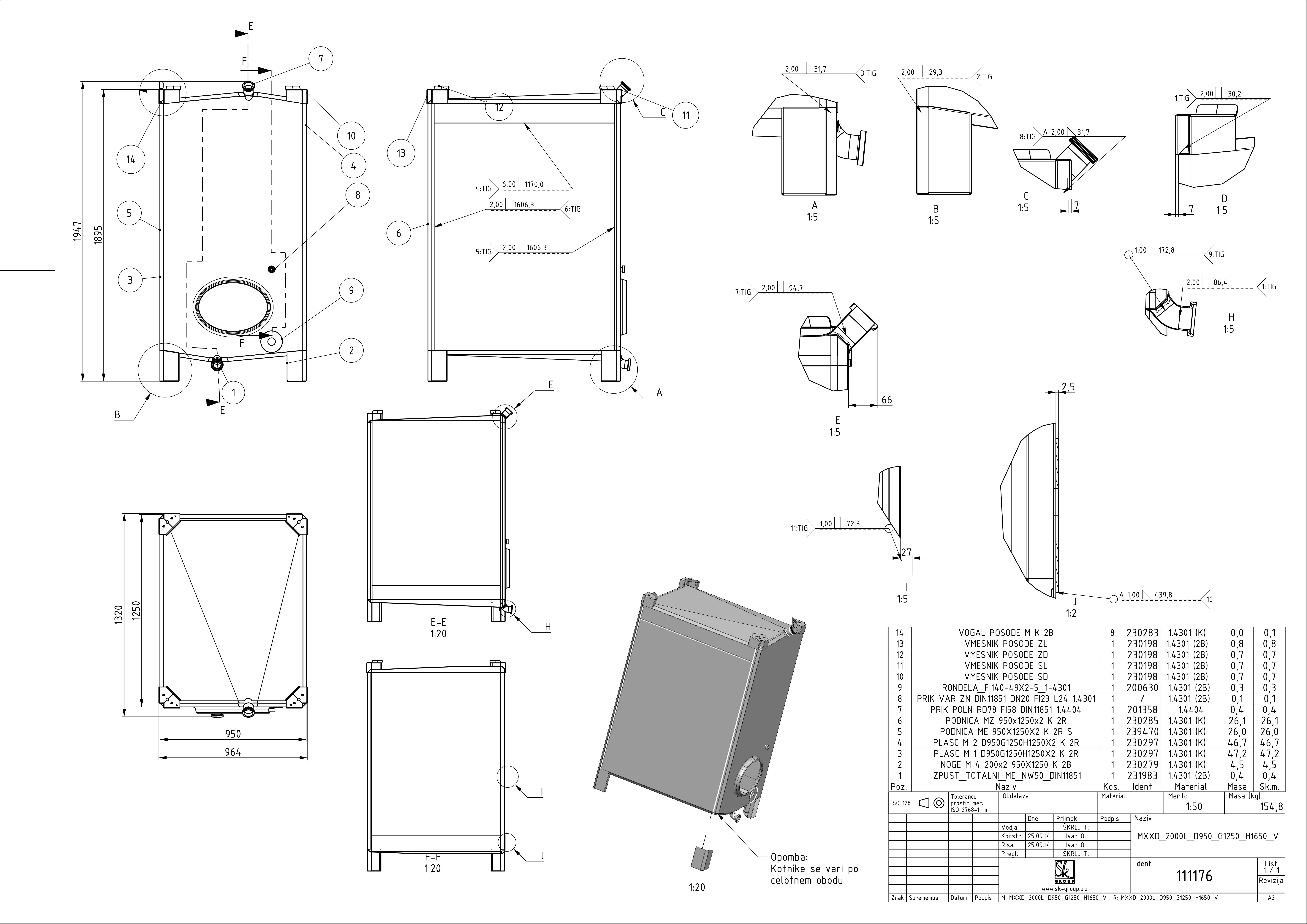 Small rectangular storage tank