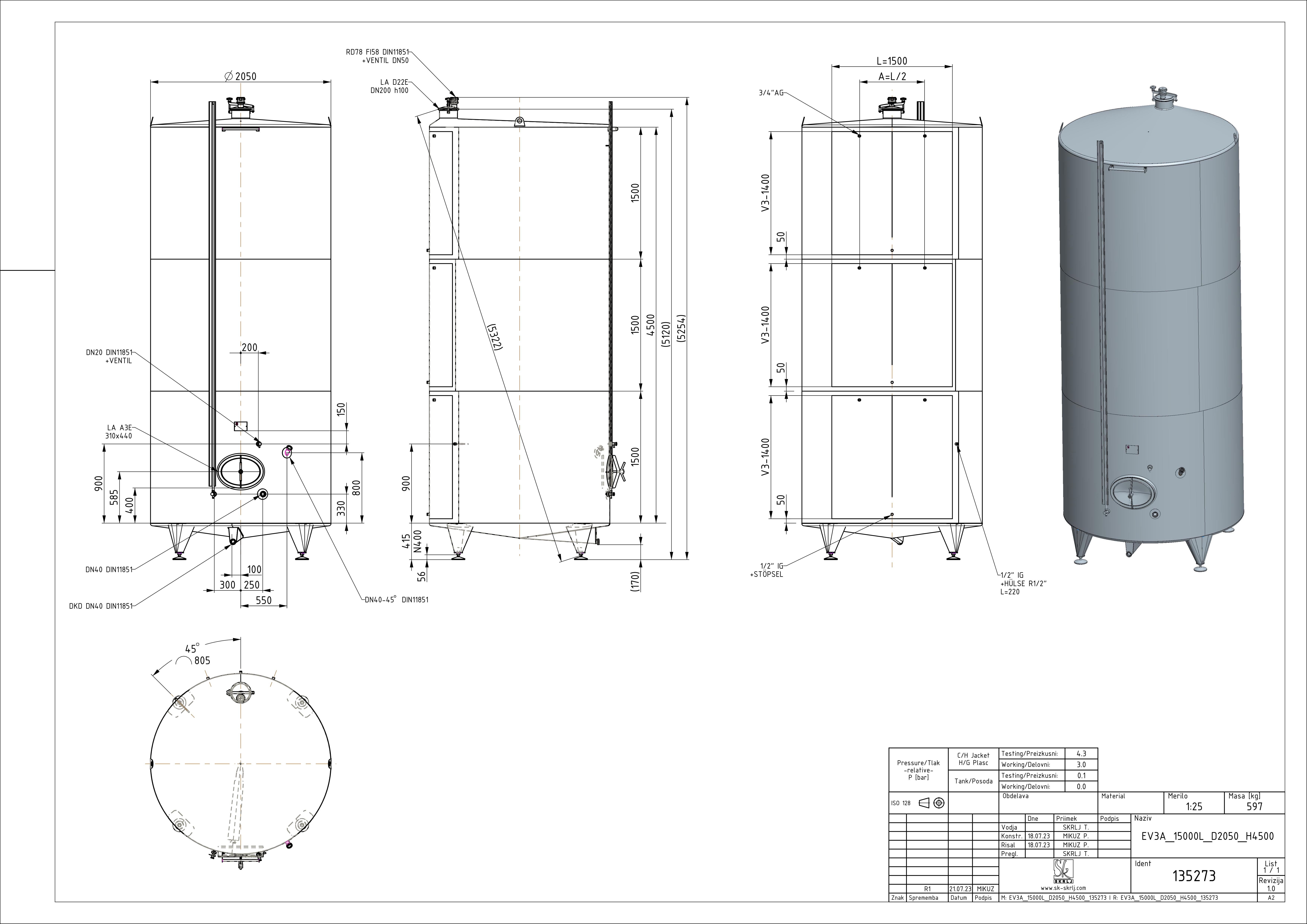 Classic storage tank with double jacket