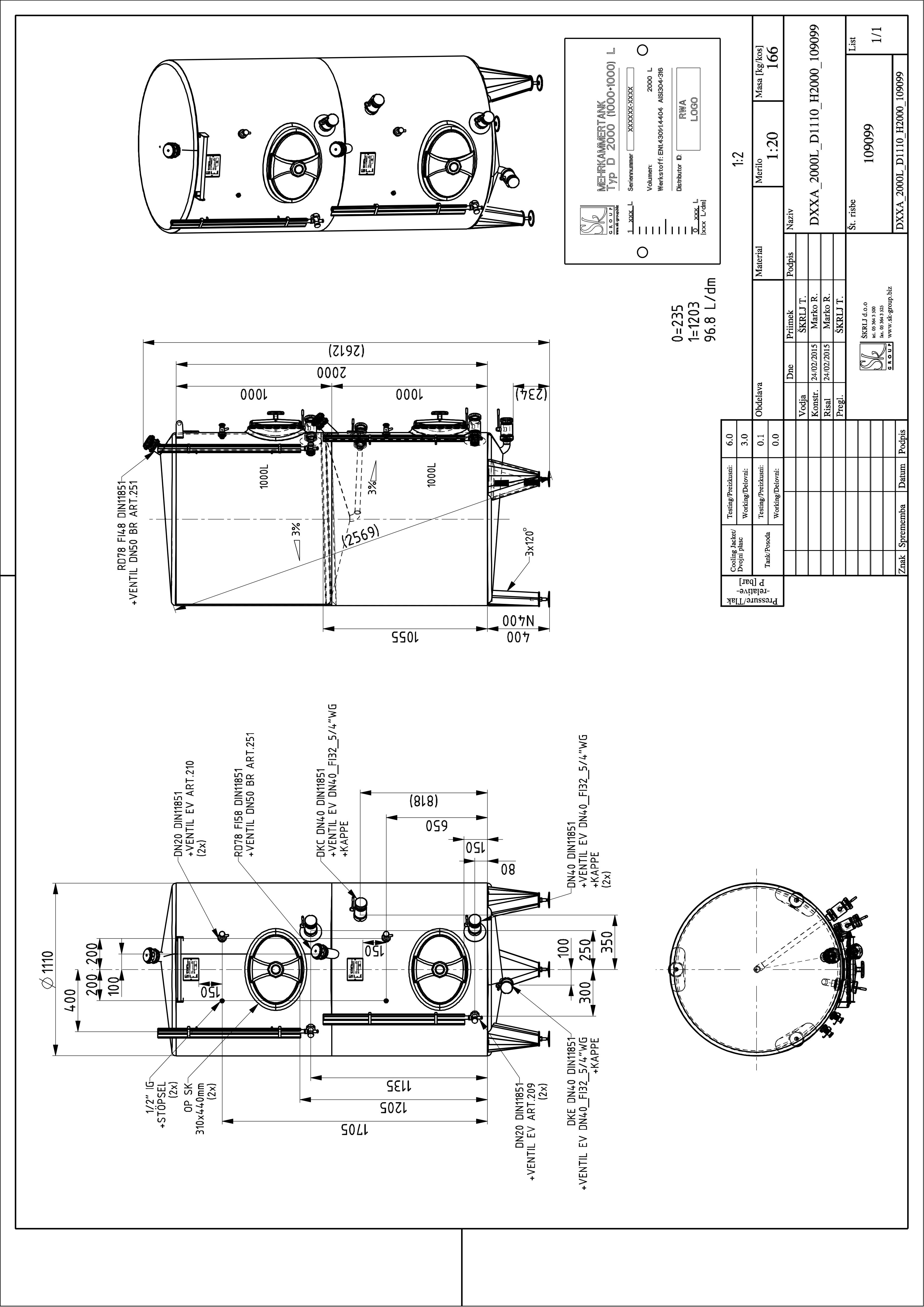Storage tank with intermediate bottom