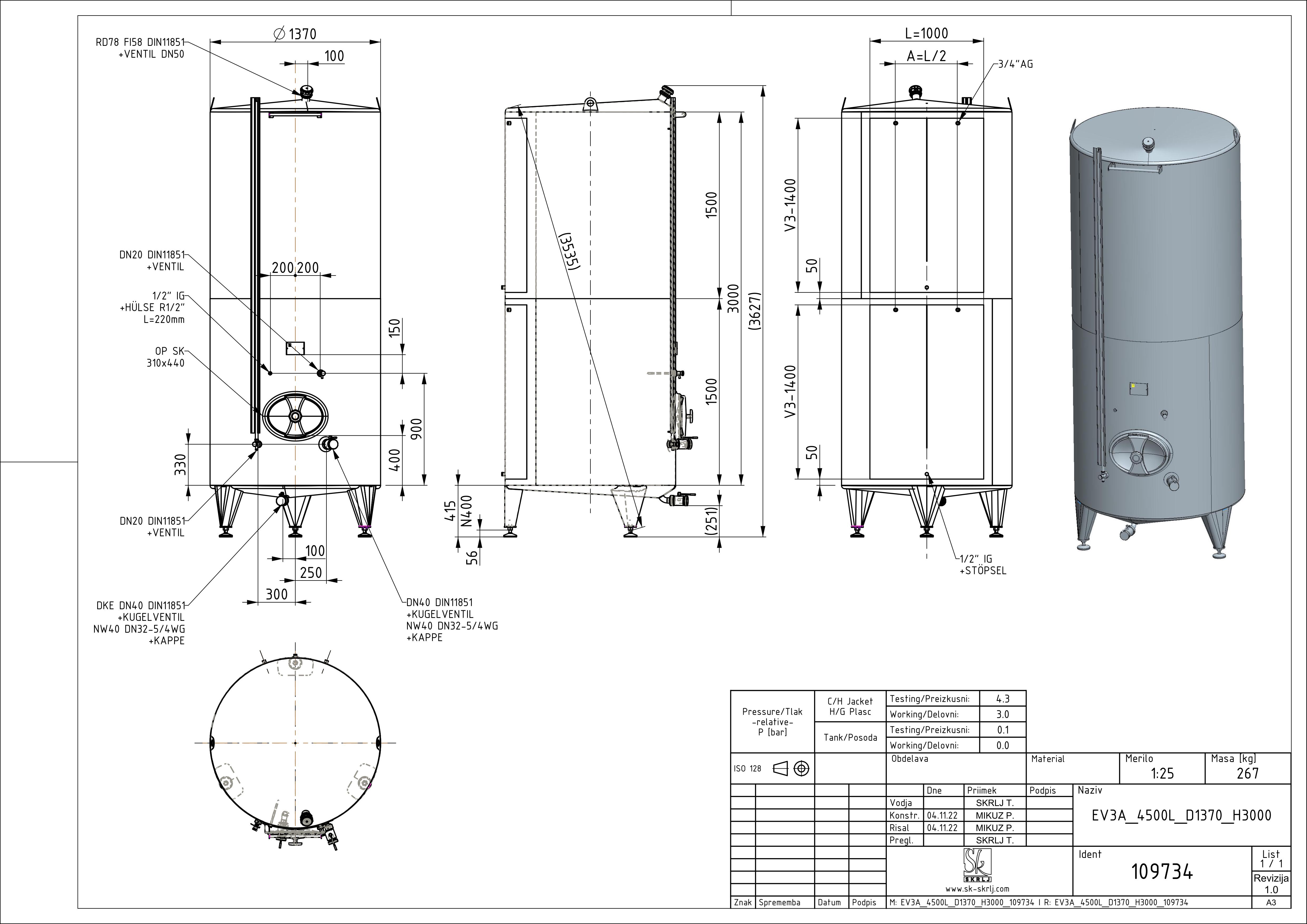 Classic storage tank with double jacket