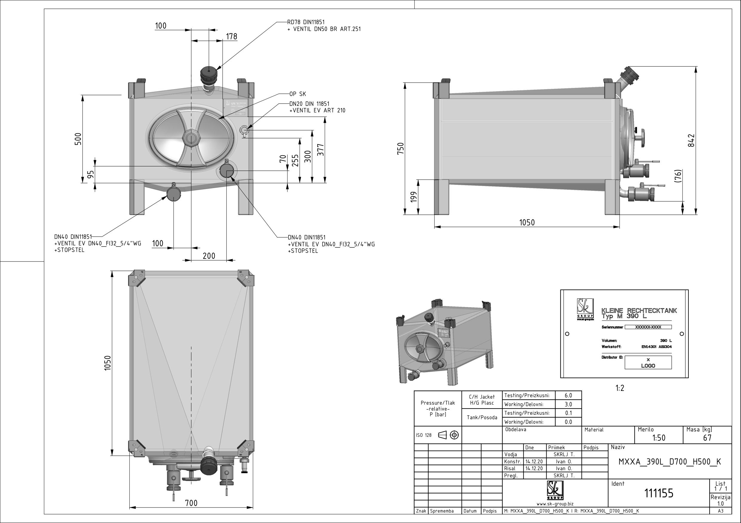 Small rectangular storage tank